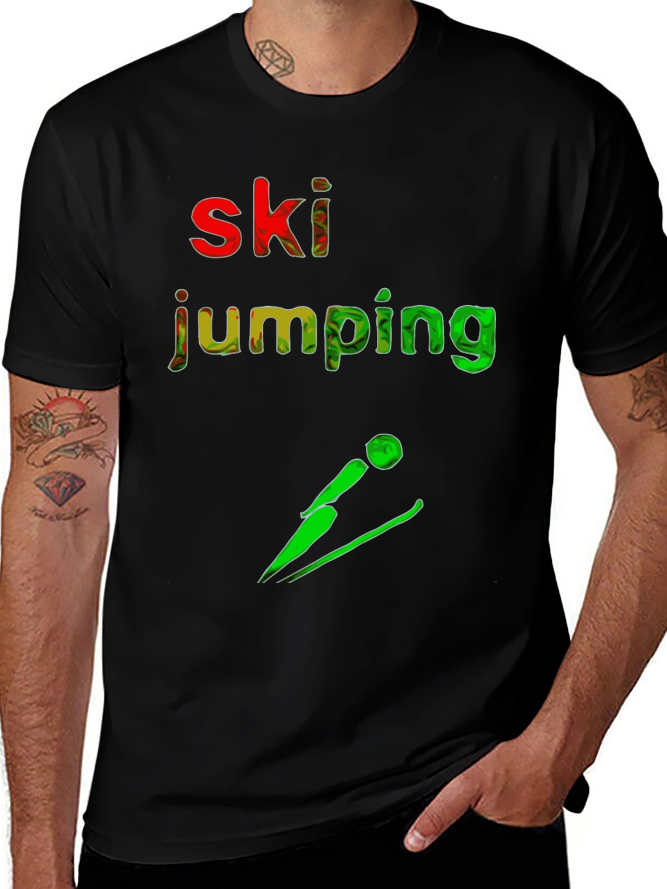 Variant 28 of Ski Jumping Graphic T-Shirt - Sporty Style