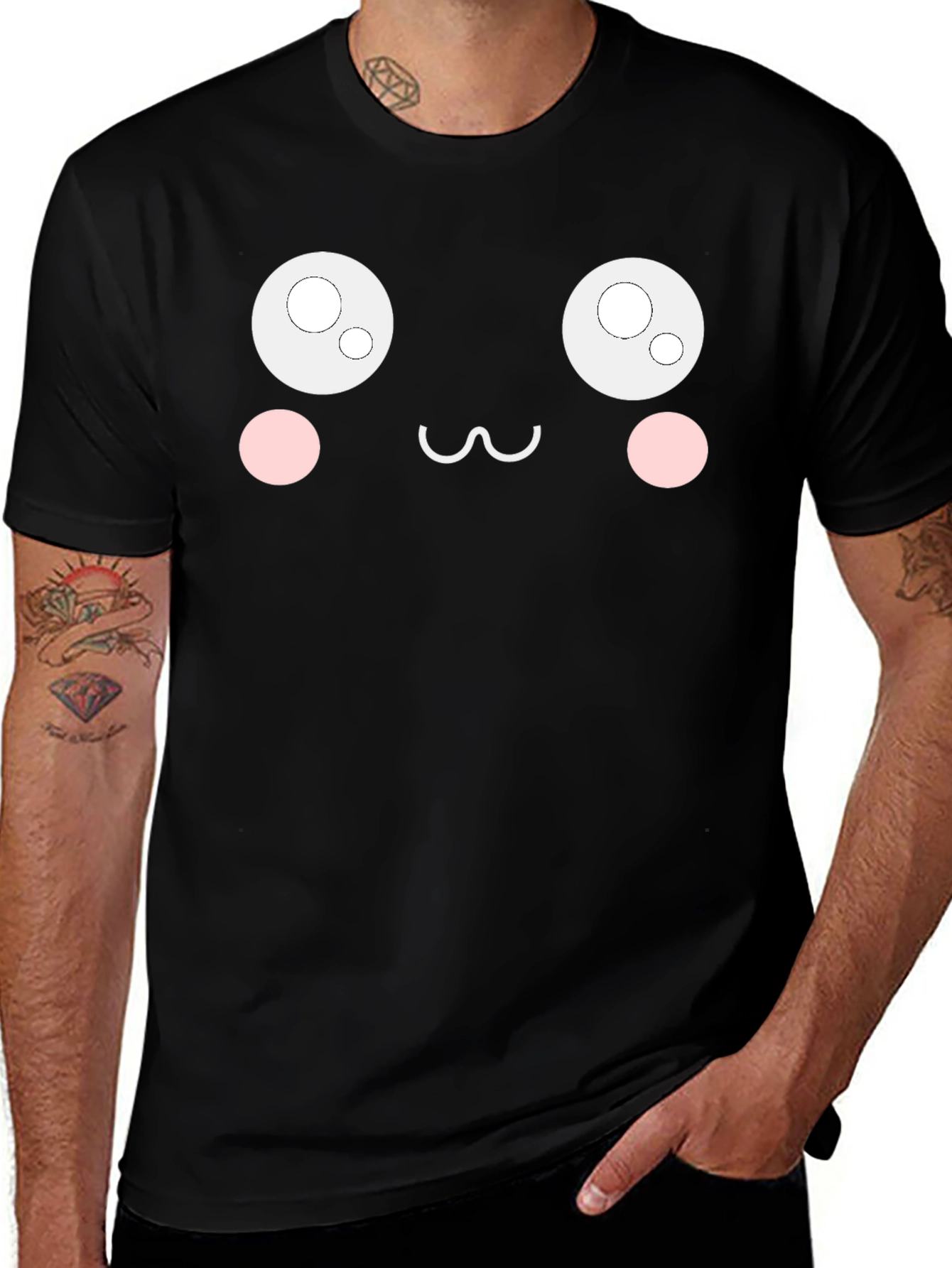 Variant 29 of Cute Anime Face Black T-Shirt