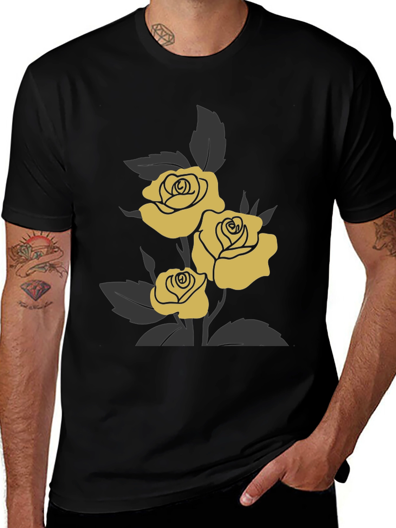 Variant 28 of Elegant Rose Graphic Tee - Black