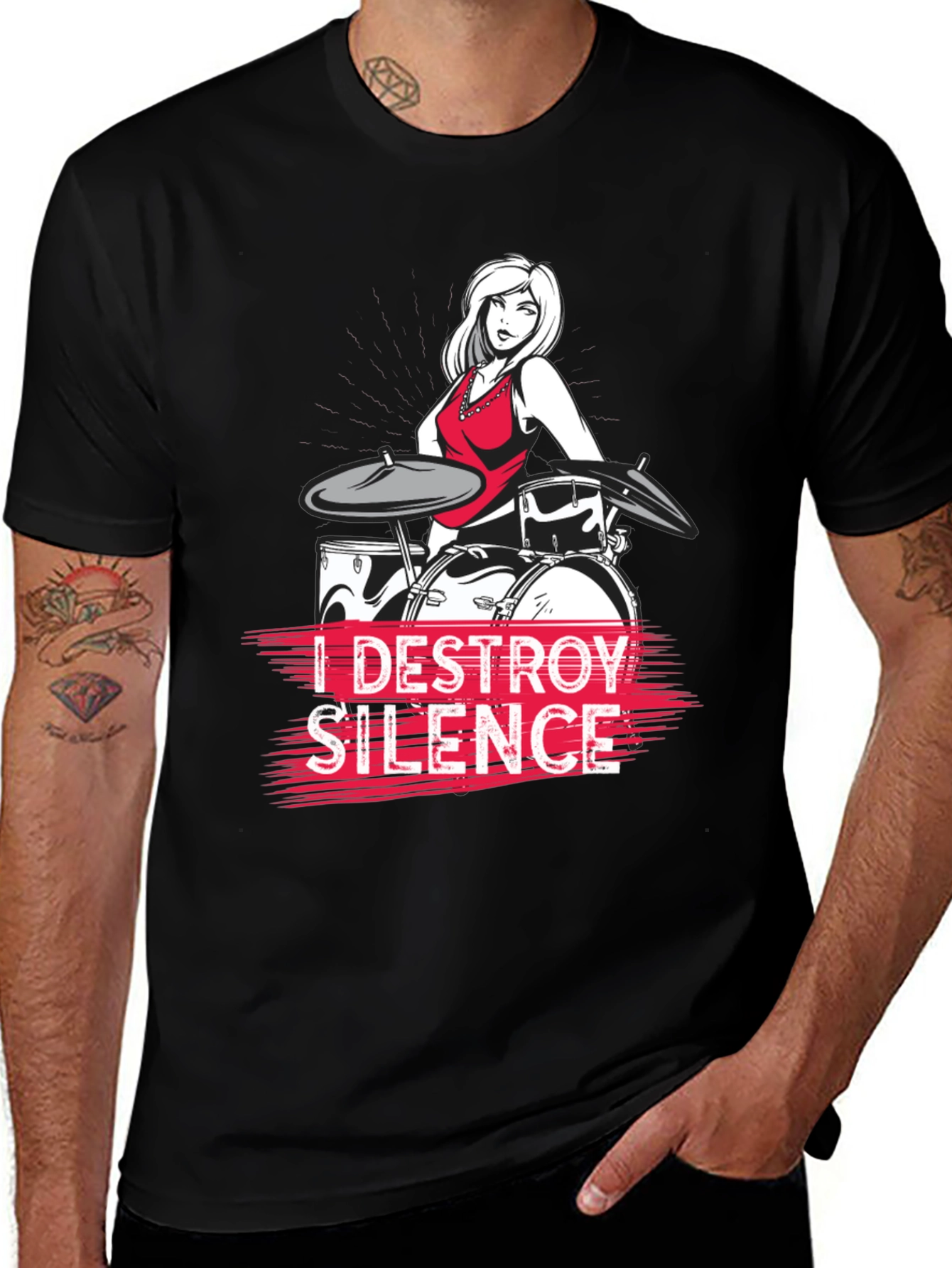 Variant 7 of I Destroy Silence Drummer Girl T-Shirt