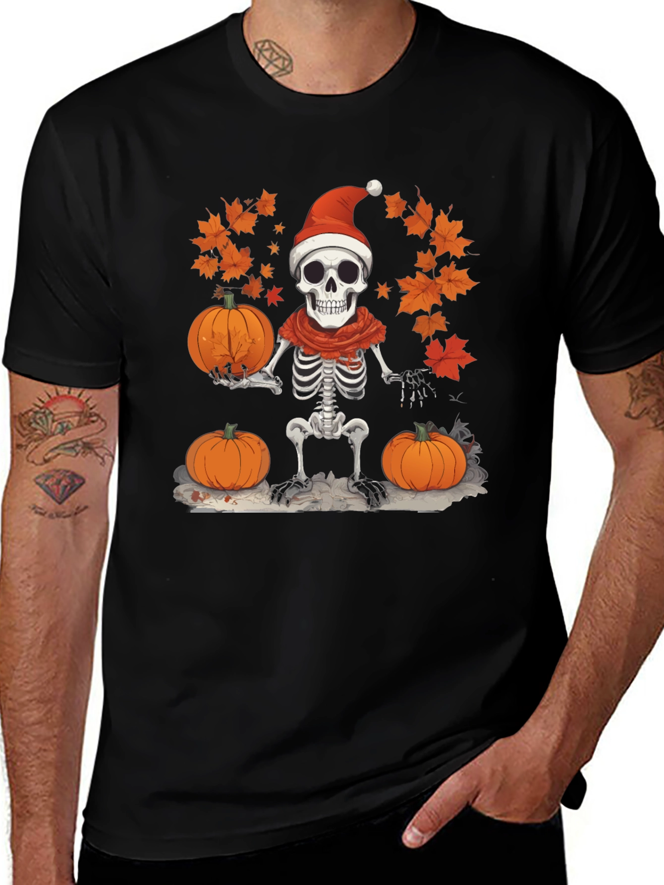 Variant 23 of Festive Skeleton Pumpkin T-Shirt
