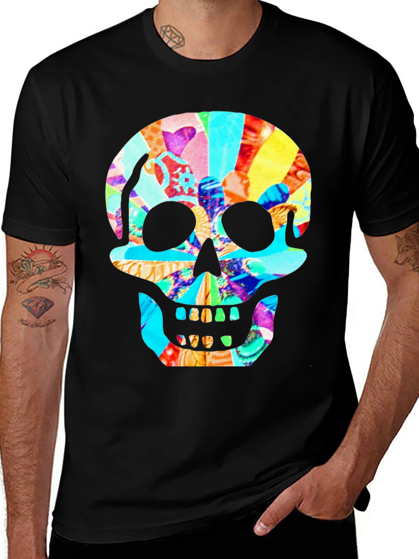 Variant 4 of Colorful Skull Graphic Print T-Shirt