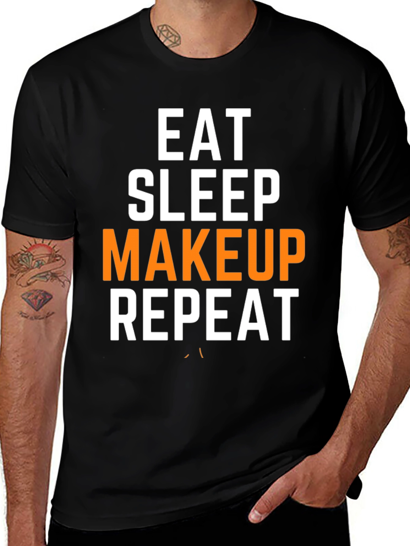 Variant 3 of Eat Sleep Makeup Repeat T-Shirt, Black Graphic Tee