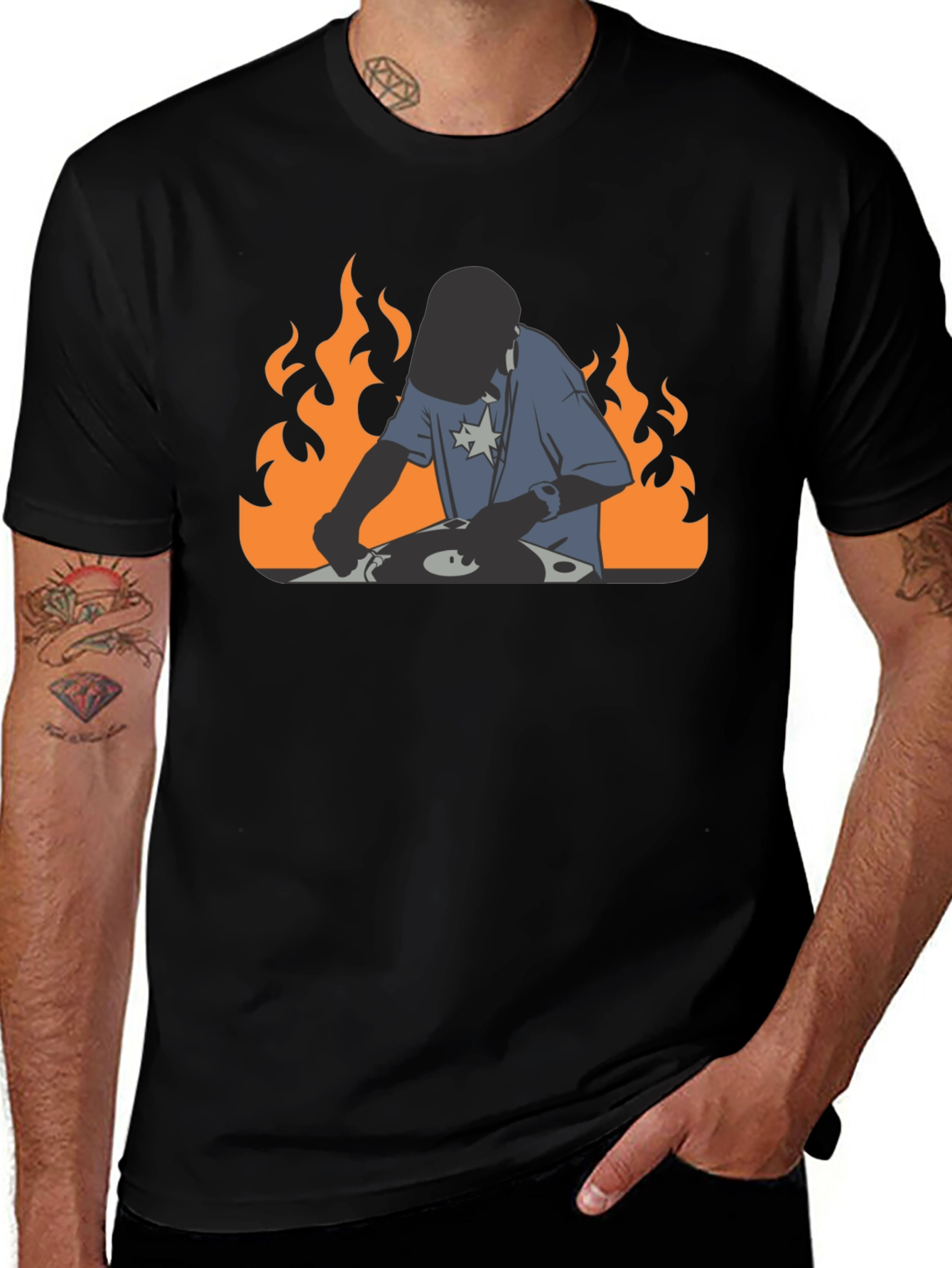 Variant 26 of DJ on Fire Black T-Shirt