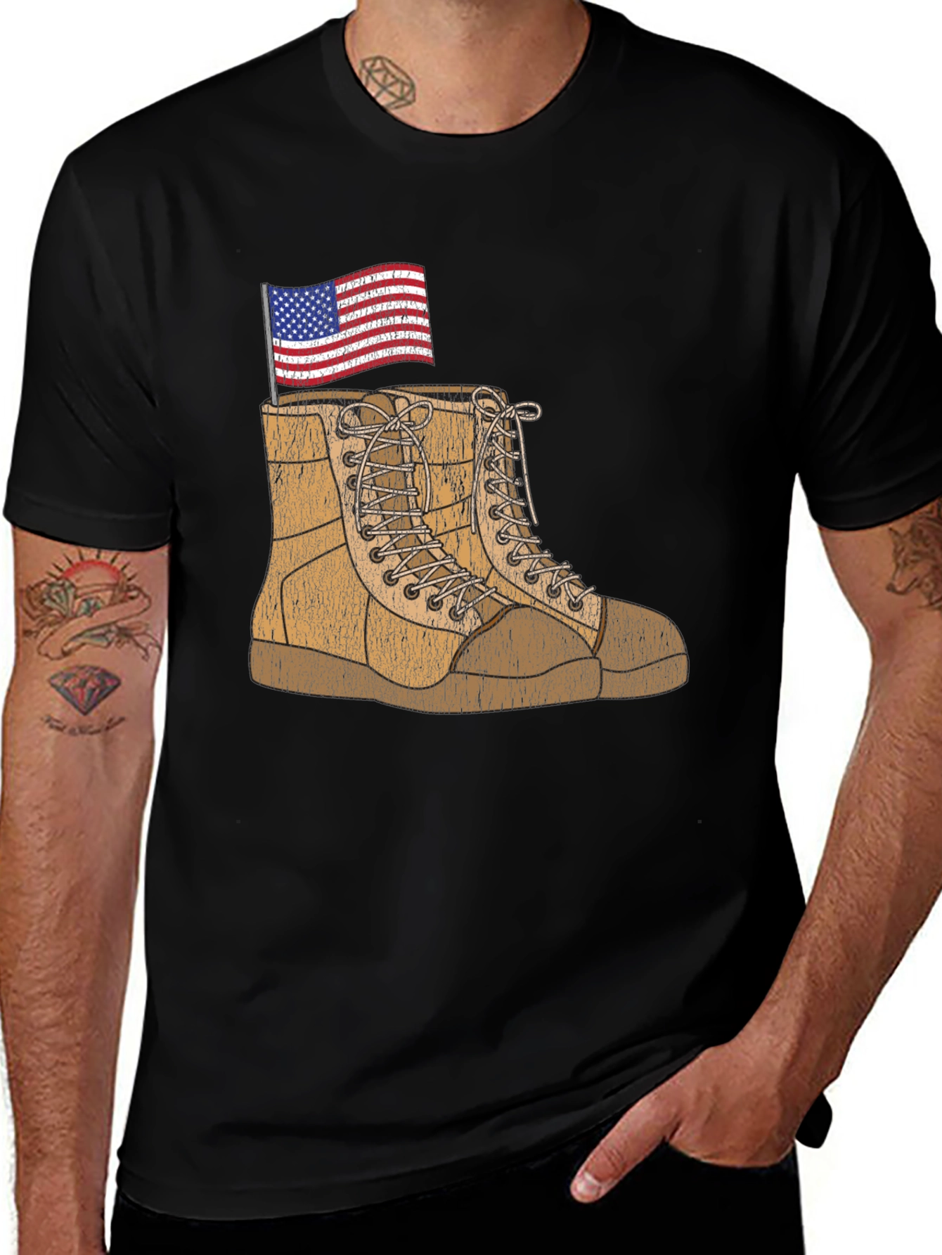Variant 16 of Military Boots & Flag Graphic T-Shirt