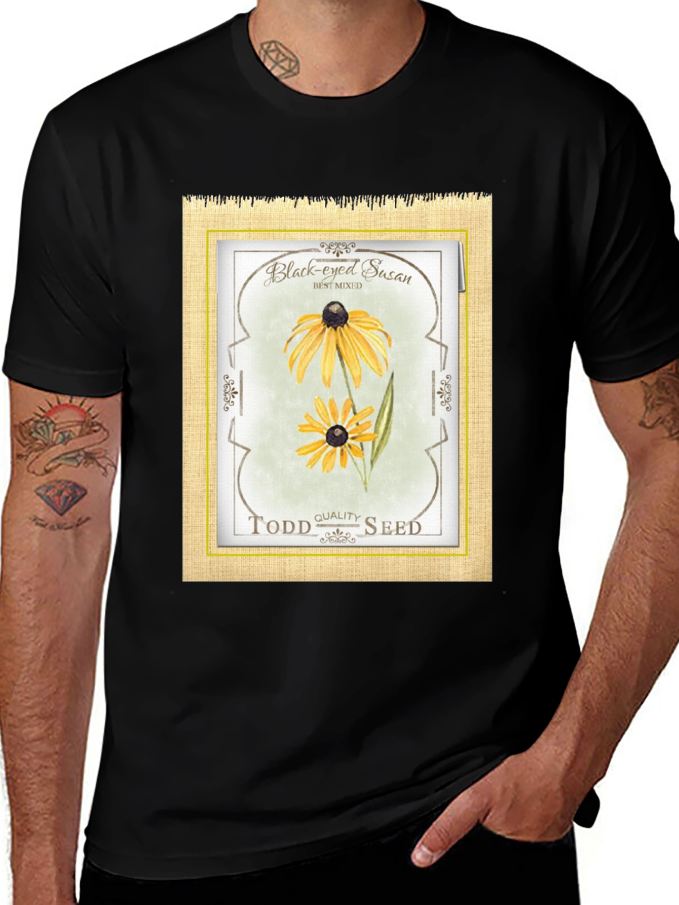 Variant 23 of Black-Eyed Susan Graphic Tee - Vintage Seed Packet Design
