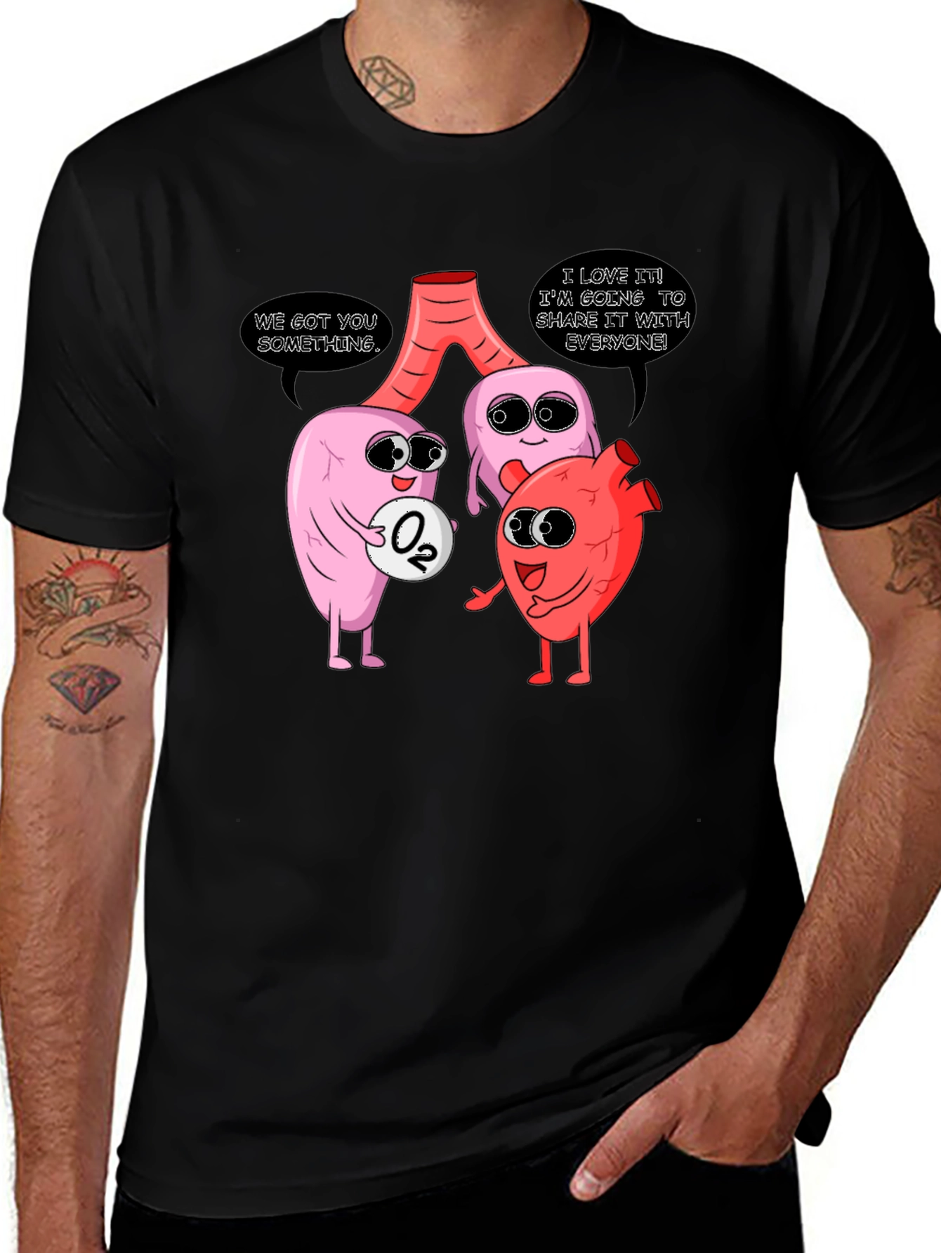 Variant 27 of Anatomically Funny: Lung & Heart Graphic Tee