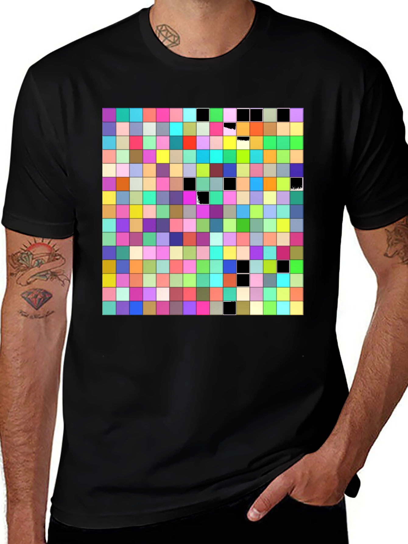 Variant 17 of Colorful Grid T-Shirt - Modern Pixel Art Design