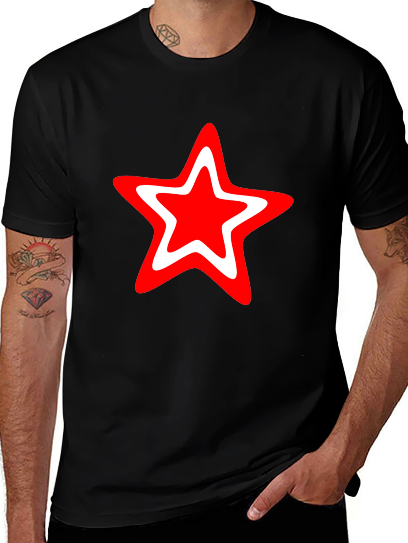 Variant 12 of Red Star Graphic Black T-Shirt