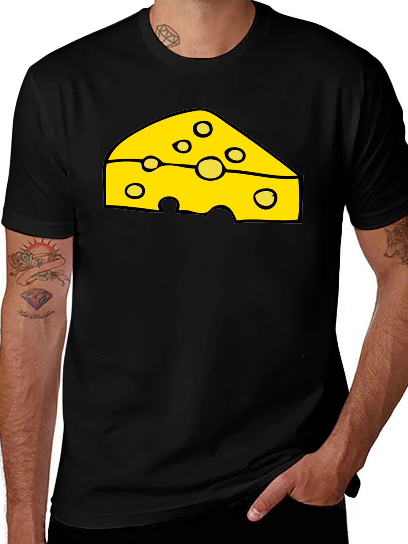 Variant 29 of Cheese Slice Graphic Black T-Shirt