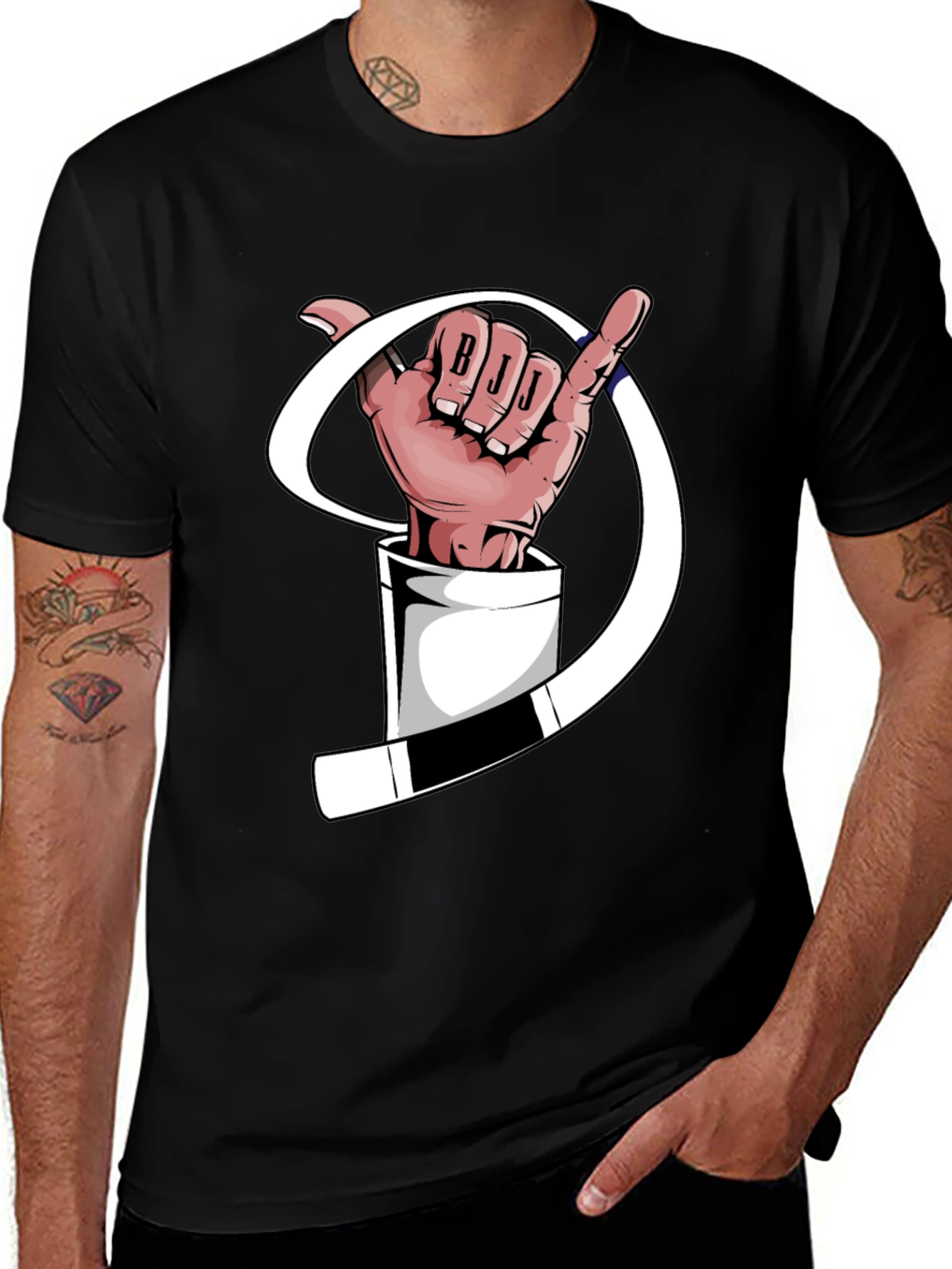 BJJ Shaka Hand Black T-Shirt Jiu Jitsu Gift