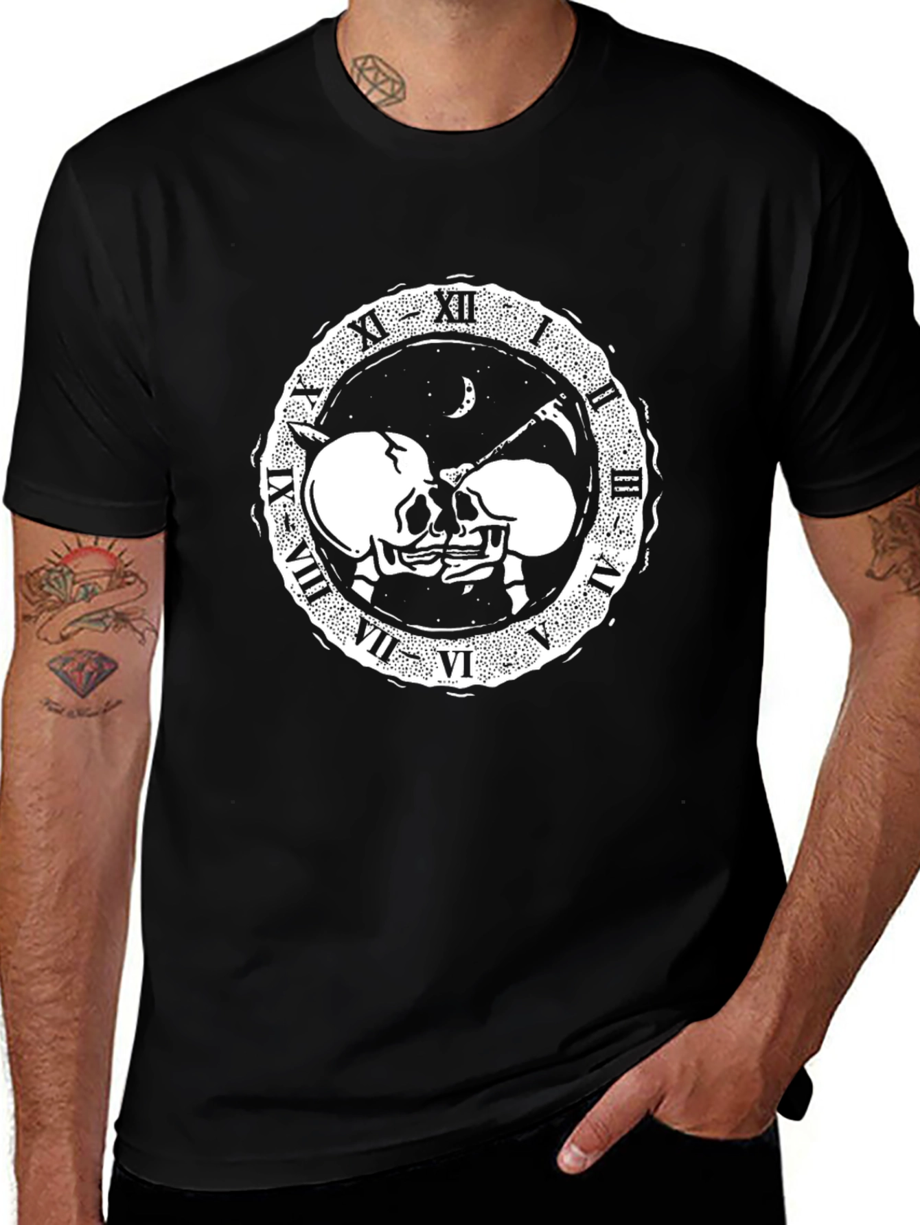 Variant 23 of Grim Reaper Skull Clock T-Shirt - Dark Humor Graphic Tee