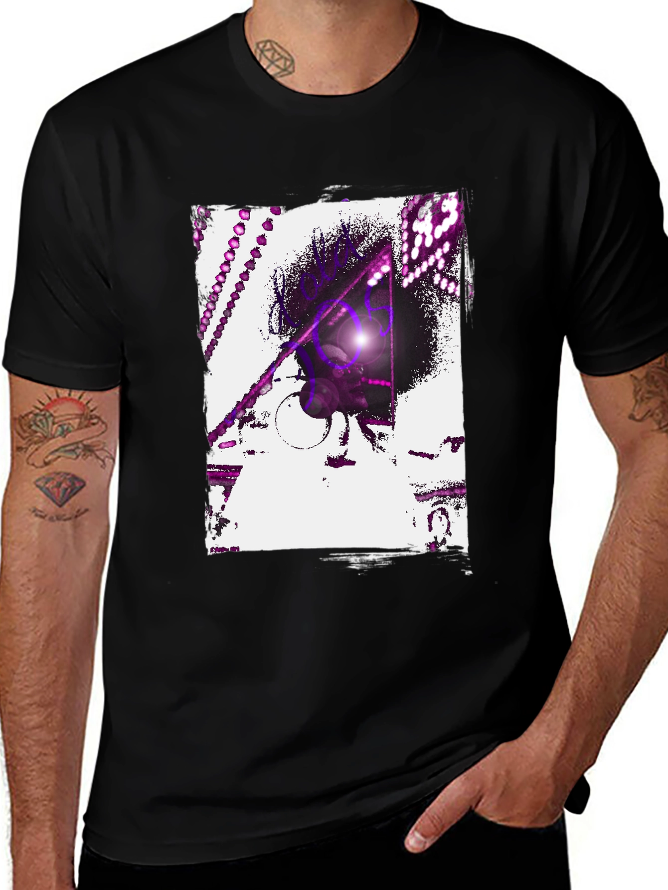 Variant 12 of Abstract Purple Graphic Black T-Shirt