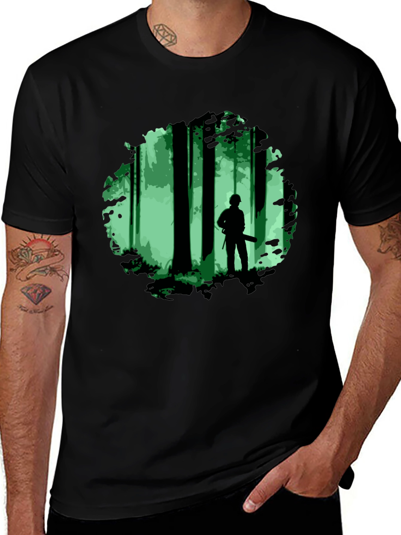 Variant 6 of Horror Woods Graphic Tee - Chainsaw Massacre T-Shirt