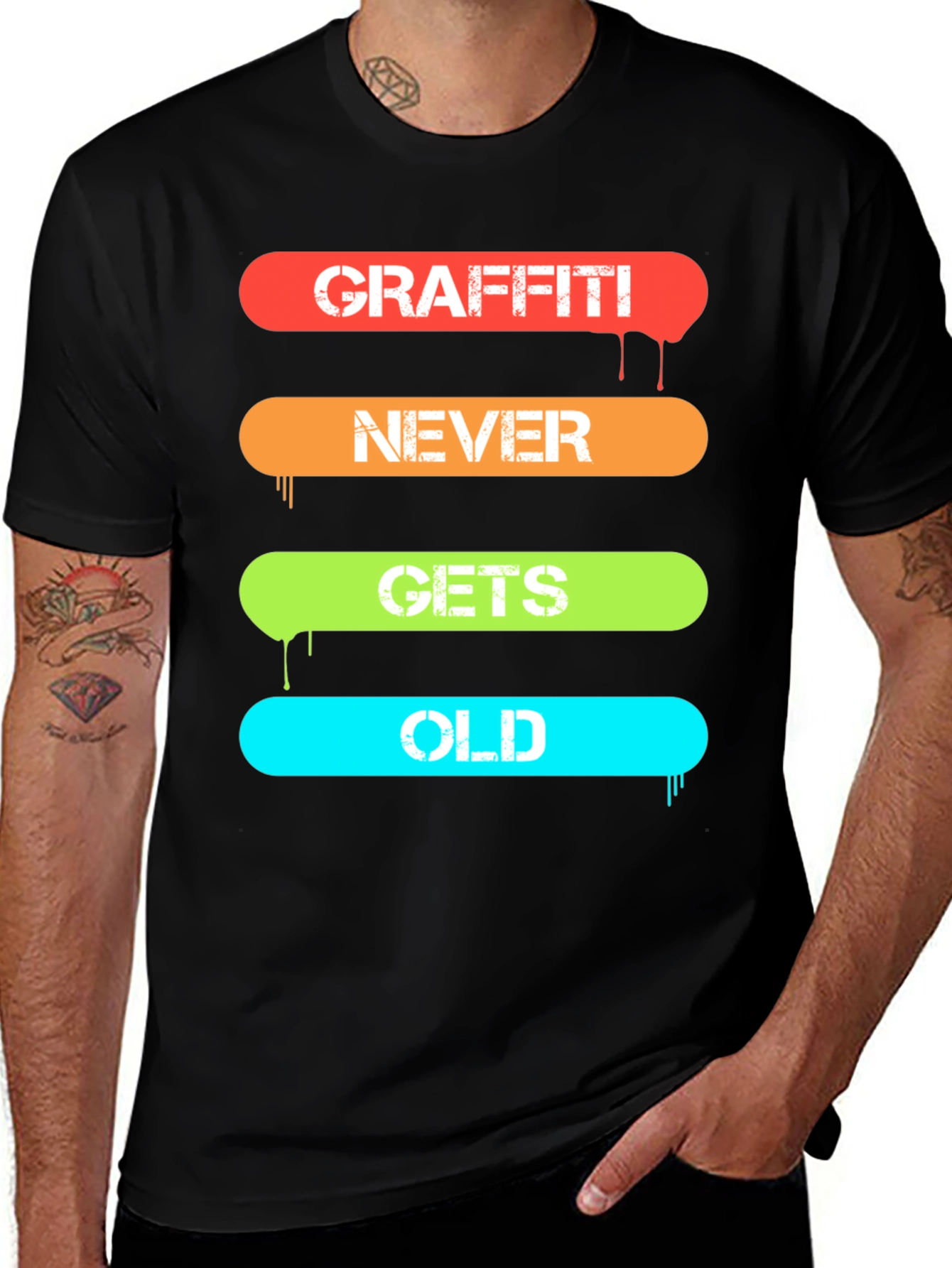 Variant 7 of Graffiti Never Gets Old T-Shirt - Black Crew Neck