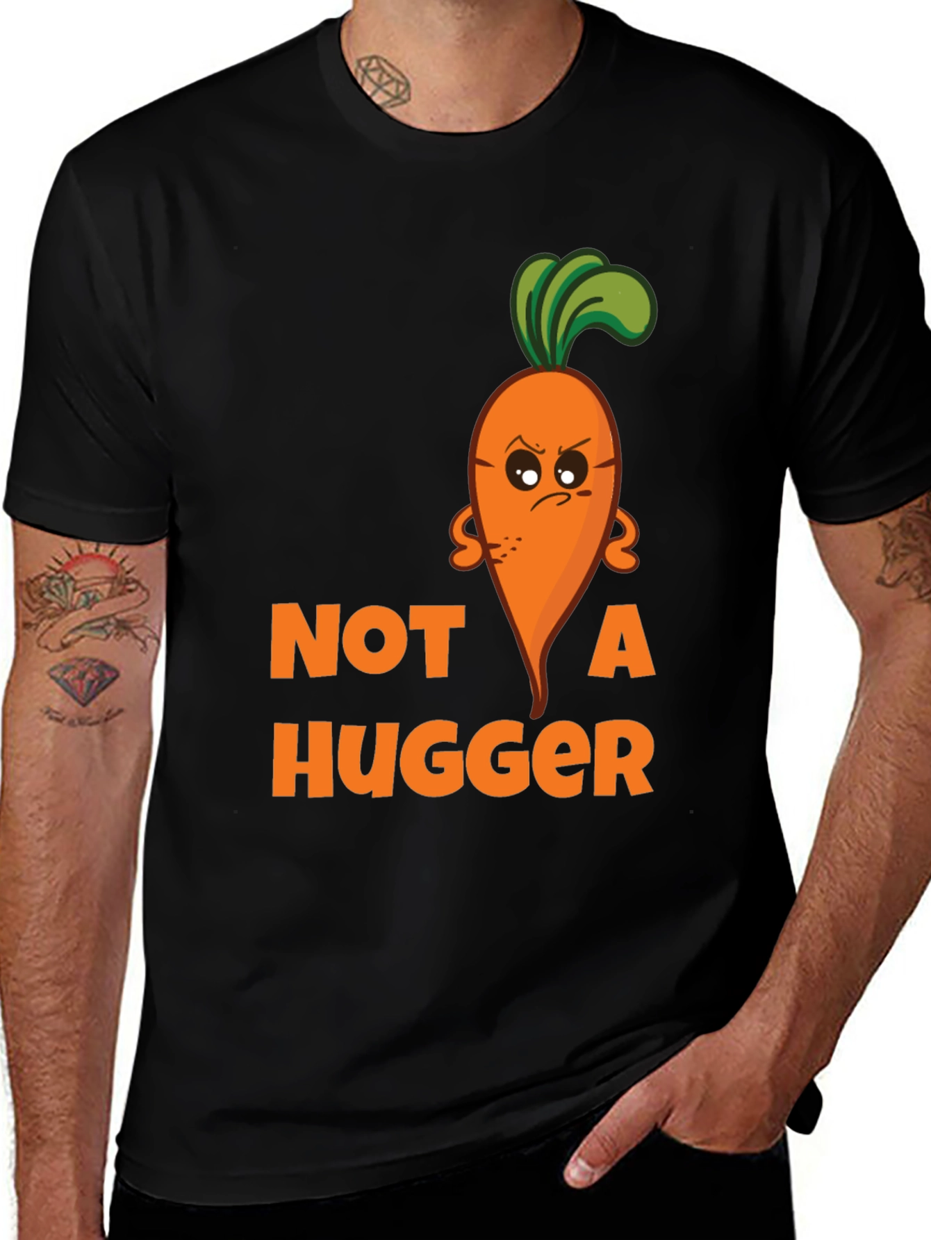 Variant 3 of Not A Hugger Carrot Graphic Tee - Unisex Black Shirt