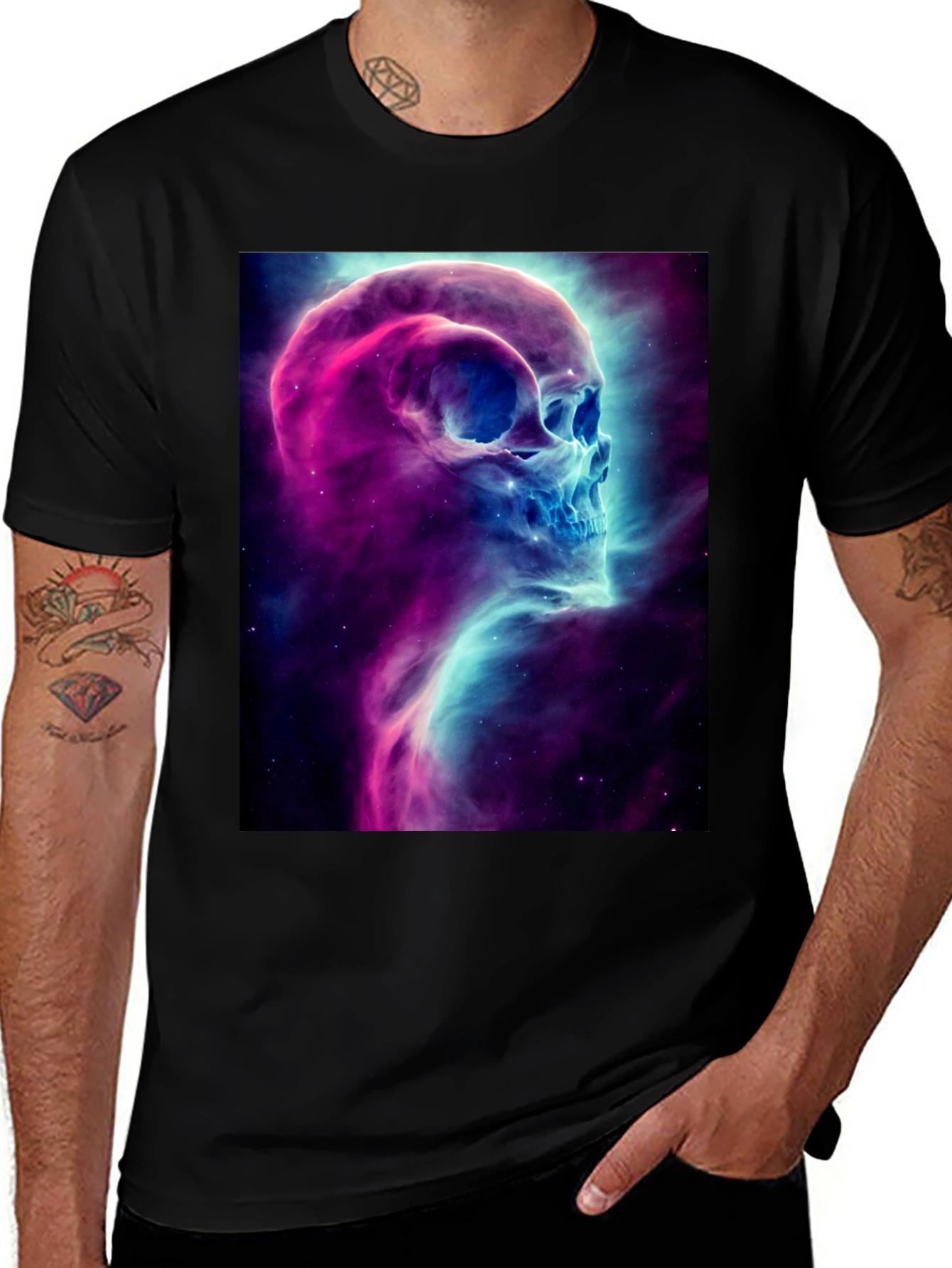 Variant 16 of Nebula Skull Graphic Tee - Black