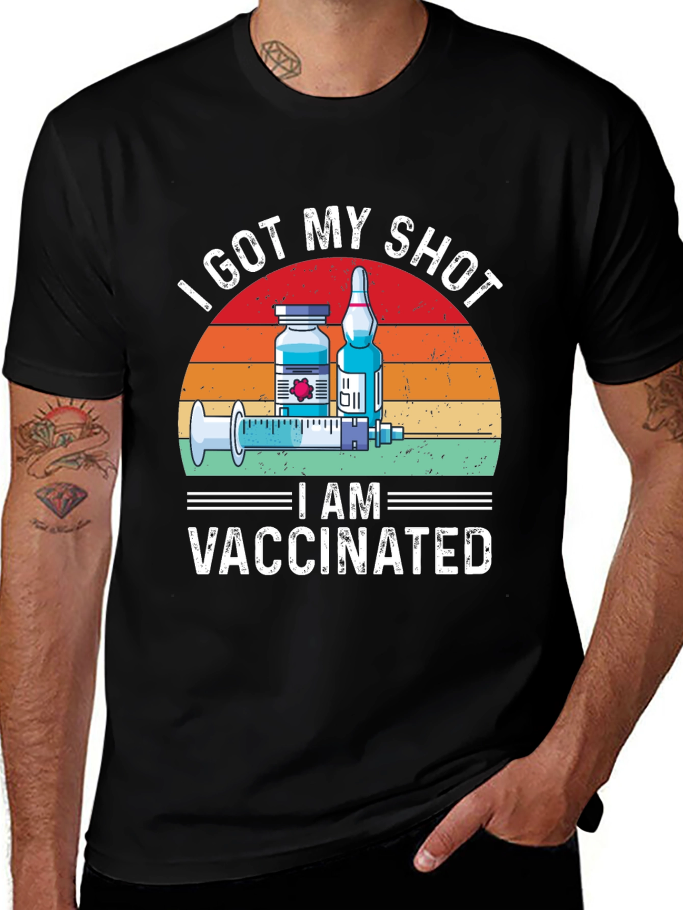 Variant 7 of I Got My Shot T-Shirt - Vaccinated Black Tee