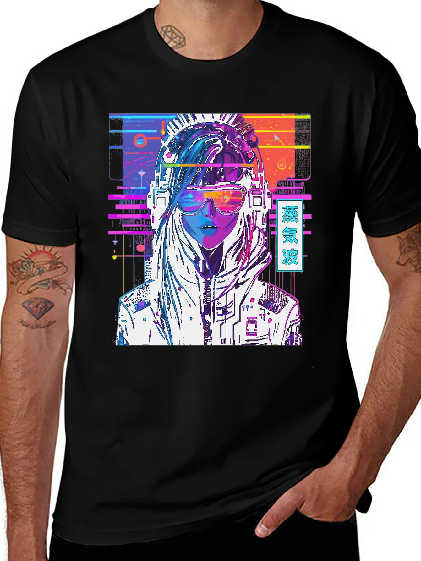 Variant 14 of Vaporwave Cyberpunk Girl Graphic T-Shirt