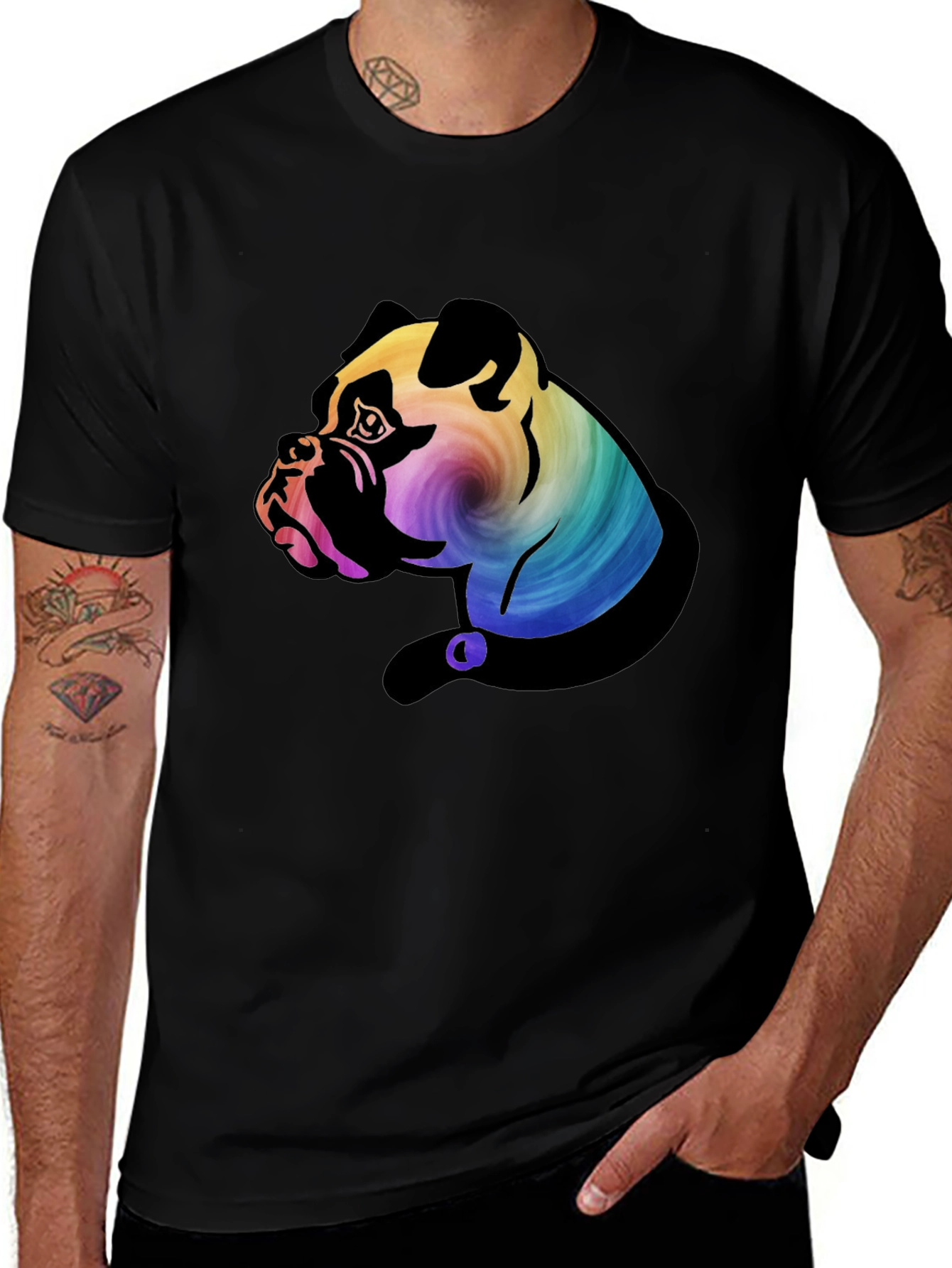 Variant 24 of Rainbow Bulldog Graphic Tee - Unique Dog Lover's T-Shirt