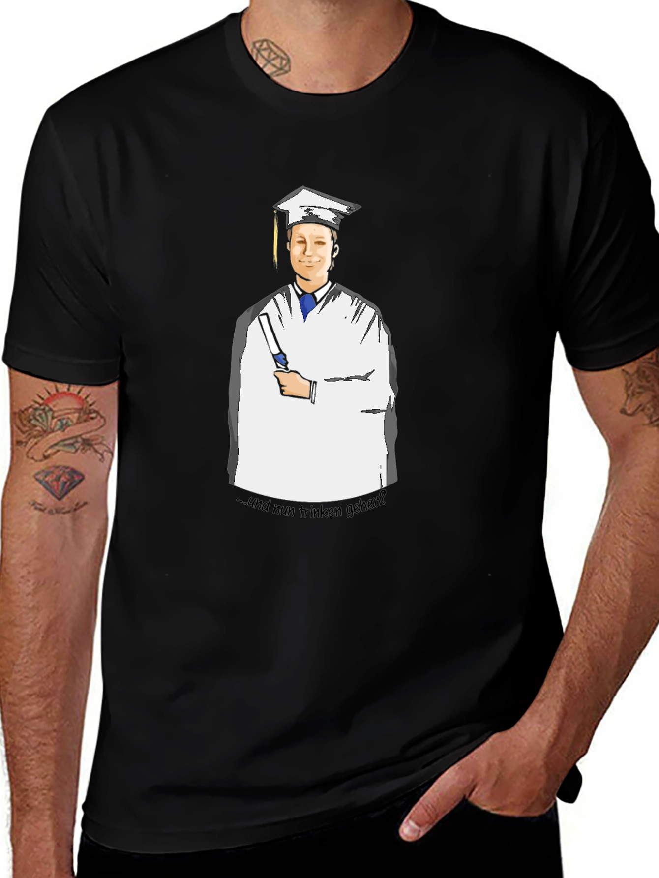 Variant 25 of Graduation Cartoon T-Shirt - Black