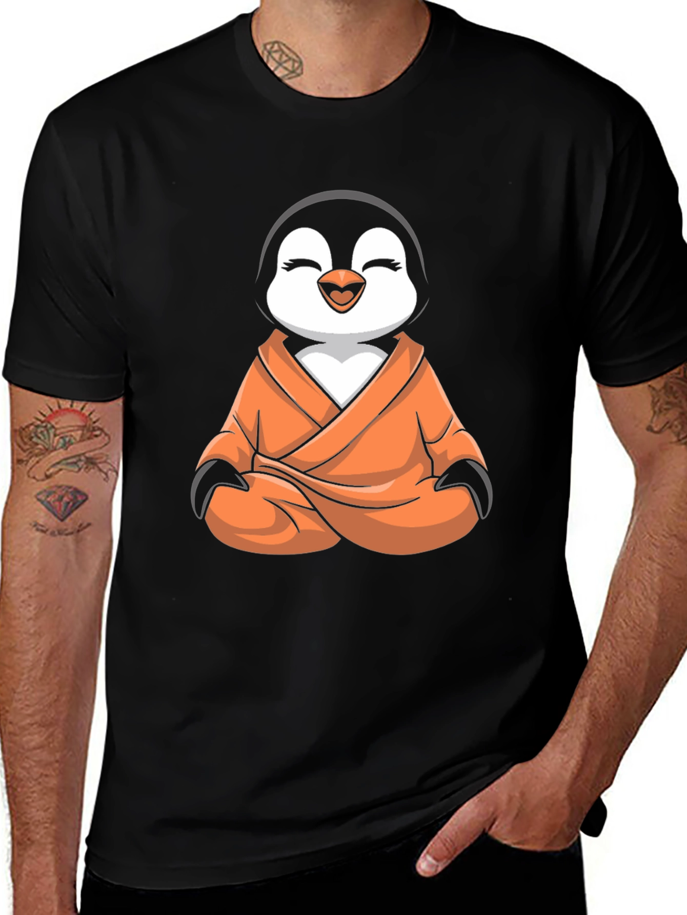 Variant 21 of Zen Penguin T-Shirt - Meditating Penguin Design