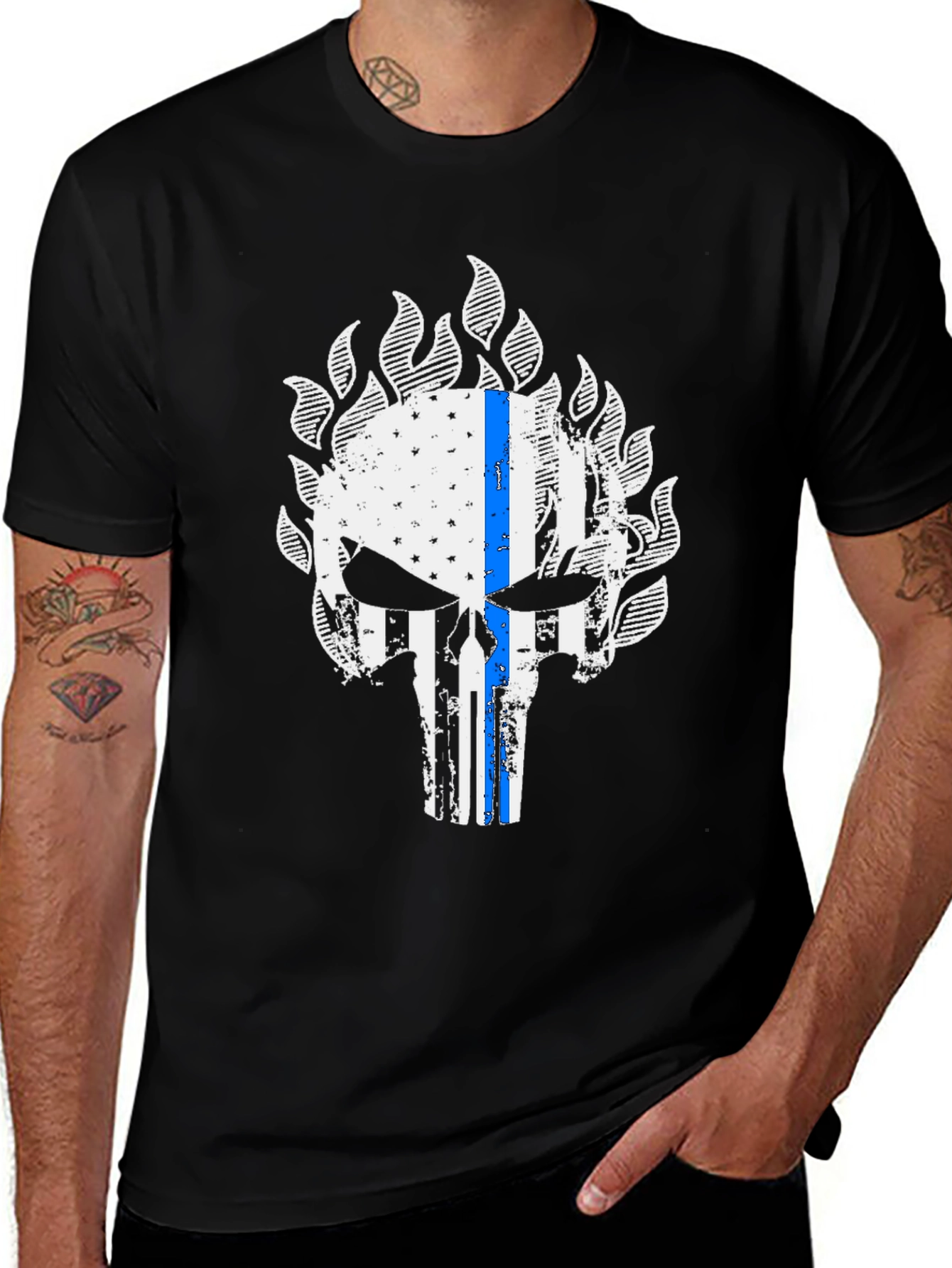 Variant 30 of Thin Blue Line Punisher Skull T-Shirt