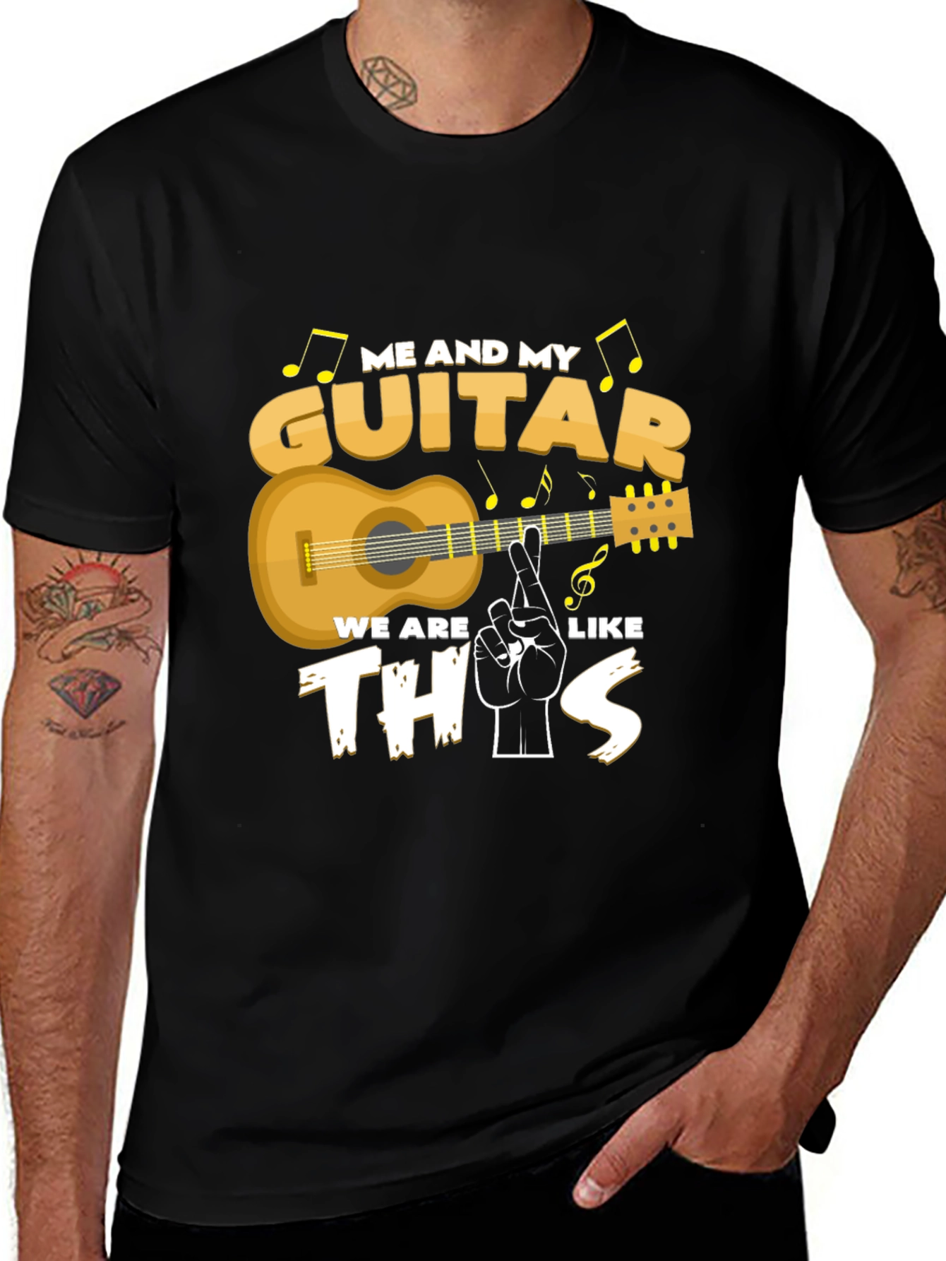 Variant 30 of Guitar Lover T-Shirt - Me and My Guitar - Black Cotton Tee