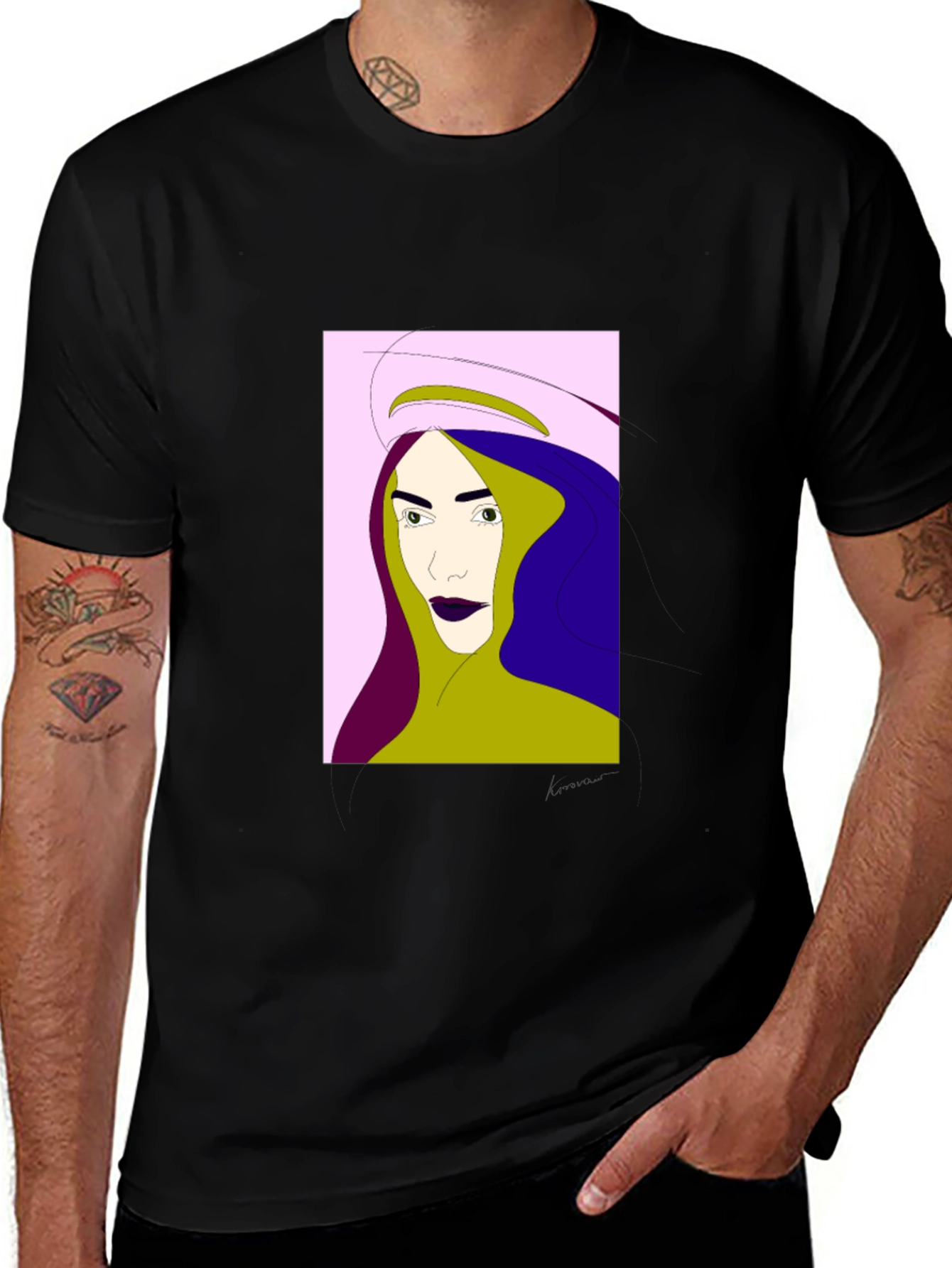 Black Modern Art Graphic Tee - Black Casual Shirt main image