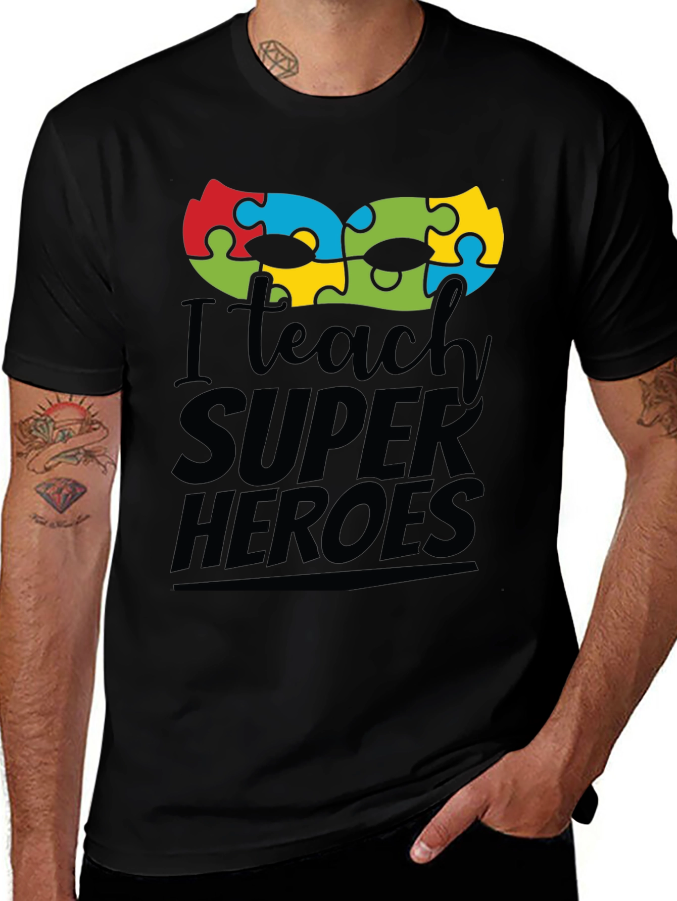 I Teach Super Heroes Autism Awareness T-Shirt