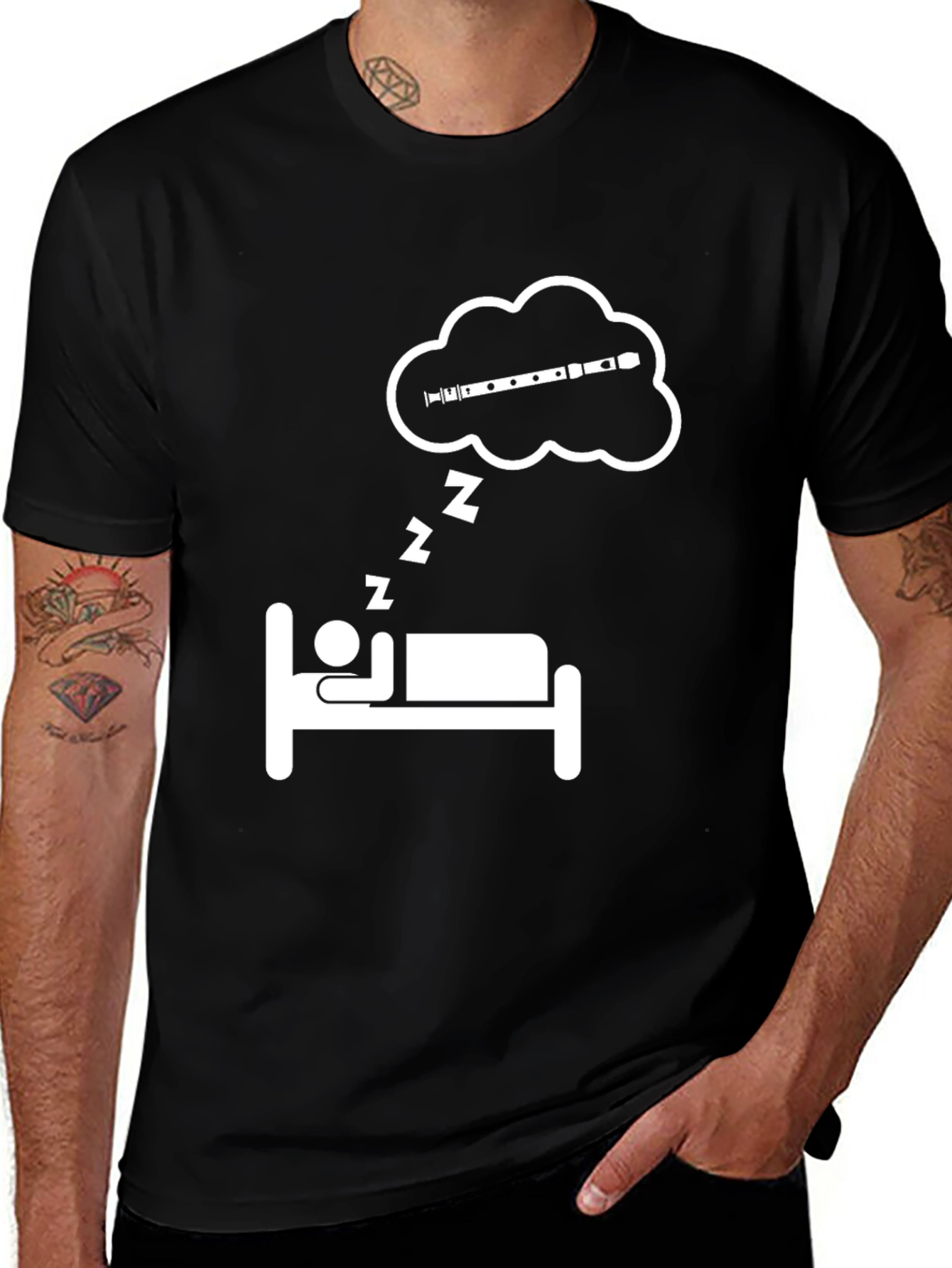 Variant 5 of Dreaming Flute T-Shirt - Black