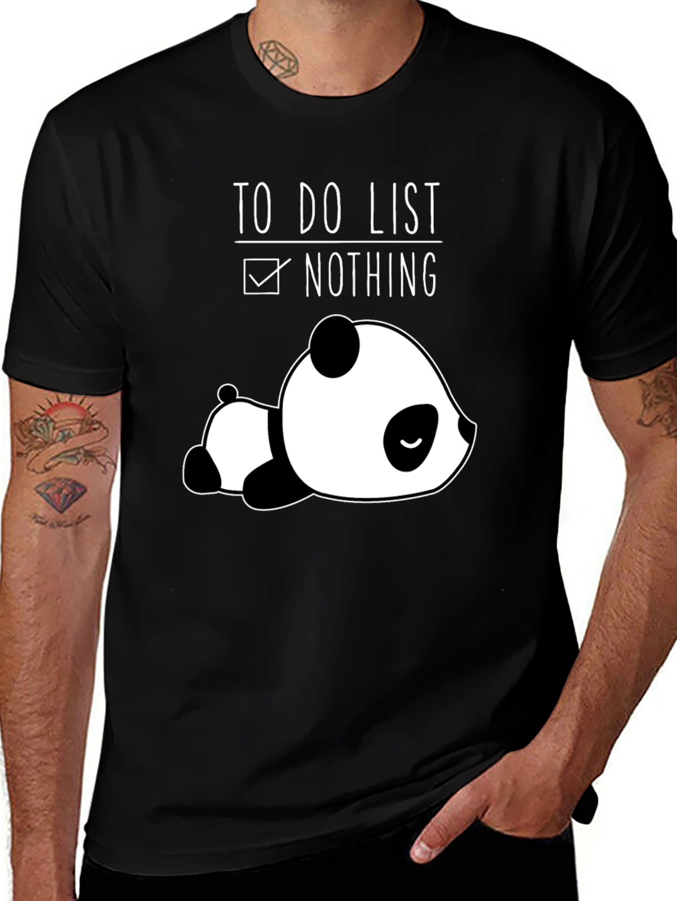 Variant 11 of Lazy Panda To-Do List Nothing Black T-Shirt