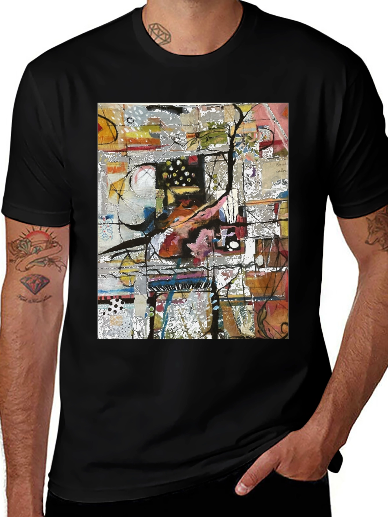 Variant 30 of Abstract Art Print Black Tee