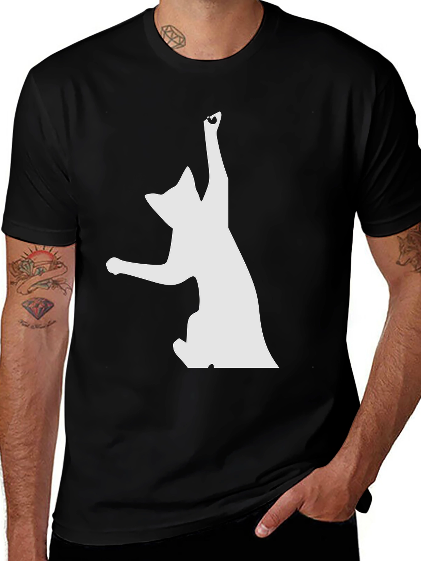 Variant 19 of Playful Cat Graphic Black T-Shirt - Unique Design