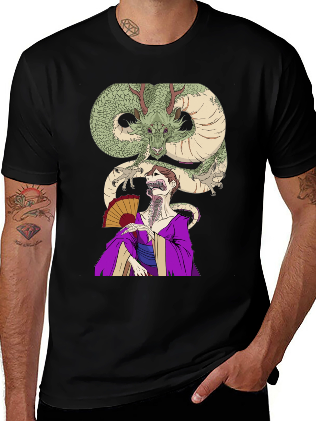Variant 21 of Dragon & Geisha Graphic T-Shirt - Unique Design