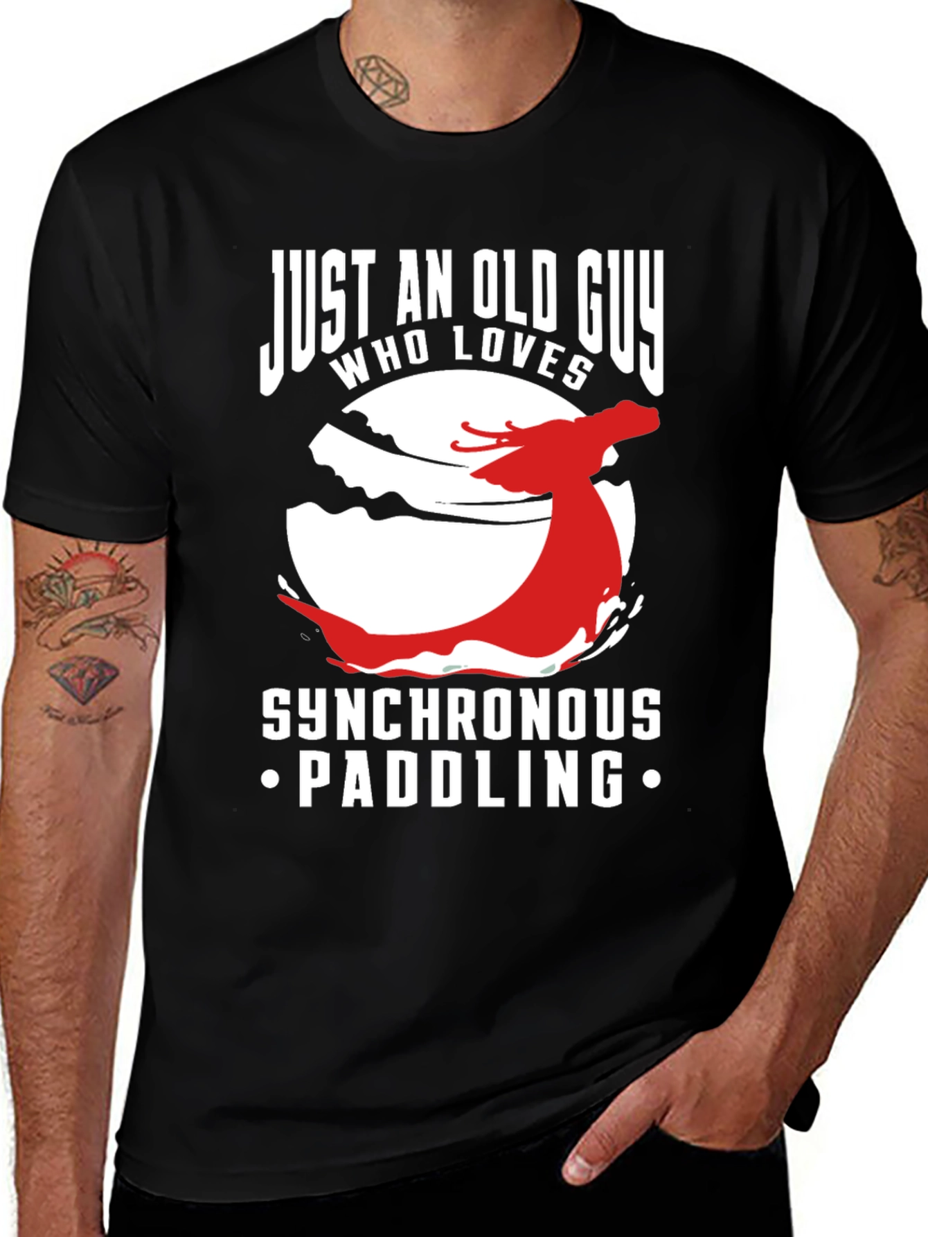 Variant 4 of Synchronous Paddling T-Shirt - Old Guy Dragon Boat Tee