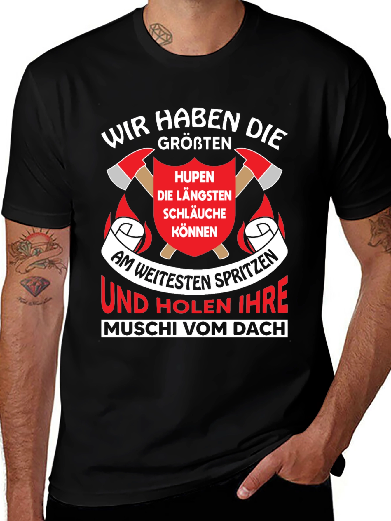 Variant 9 of Humorous Firefighter T-Shirt: We Have The Biggest Horns