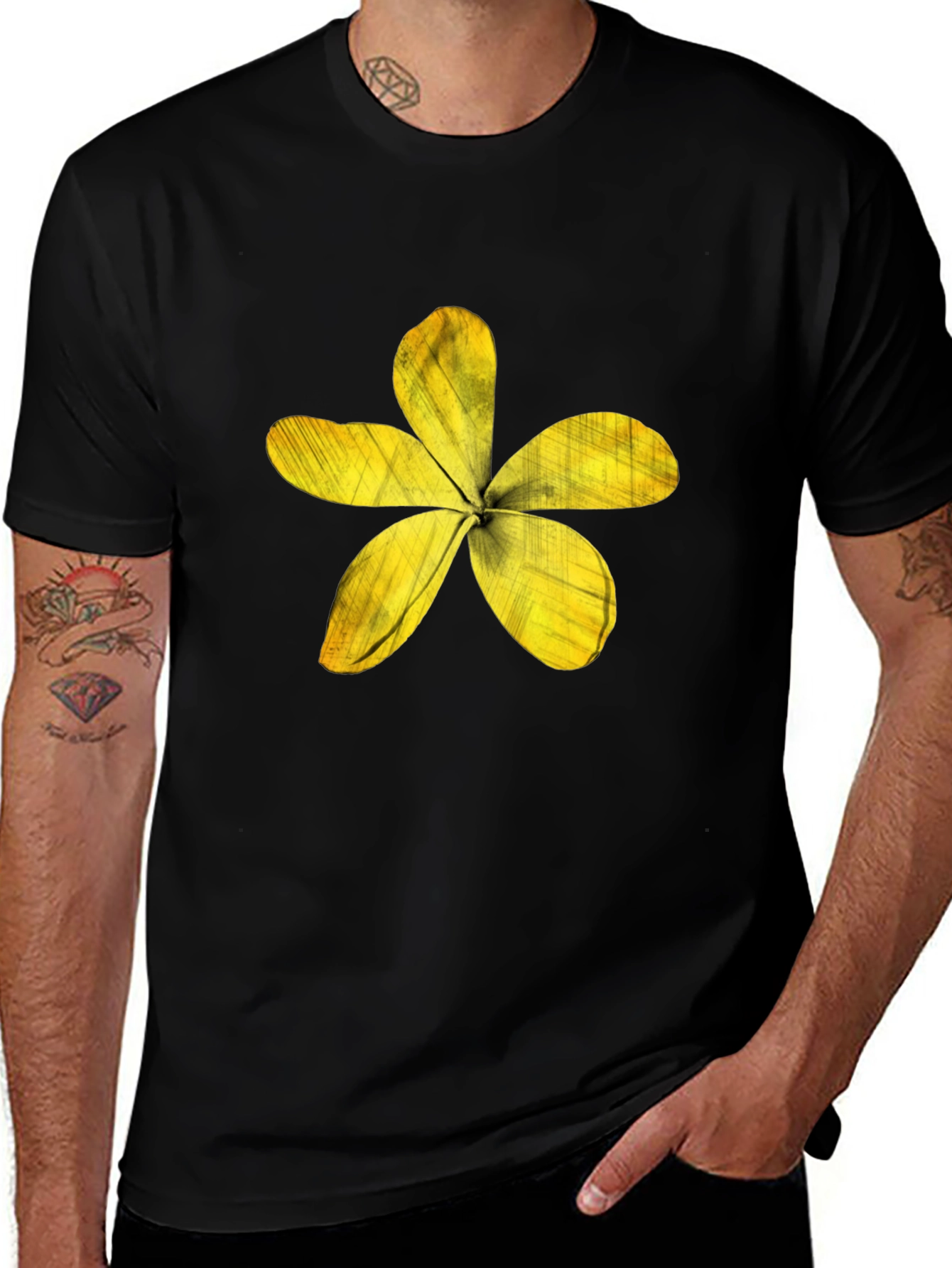 Variant 8 of Black T-Shirt with Yellow Flower Design