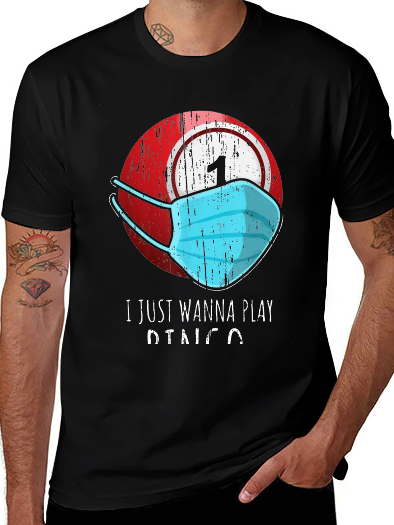 Variant 19 of Bingo Mask T-Shirt - I Just Wanna Play Bingo Tee