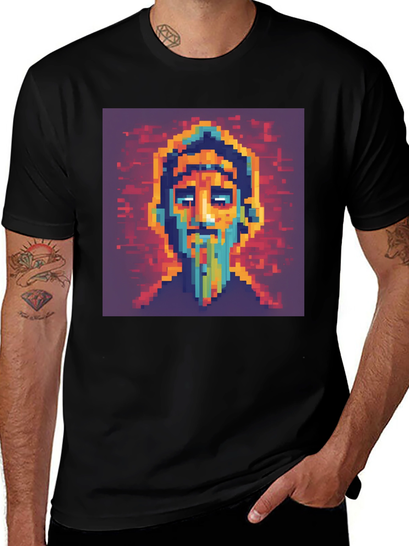 Variant 4 of Pixel Art Portrait T-Shirt - Unique Graphic Tee