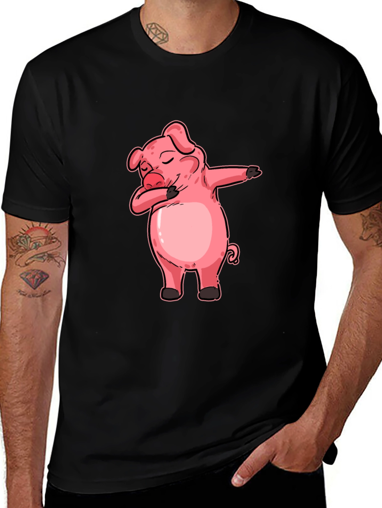 Variant 7 of Dabbing Pig Graphic Tee - Funny Cartoon Piglet T-Shirt