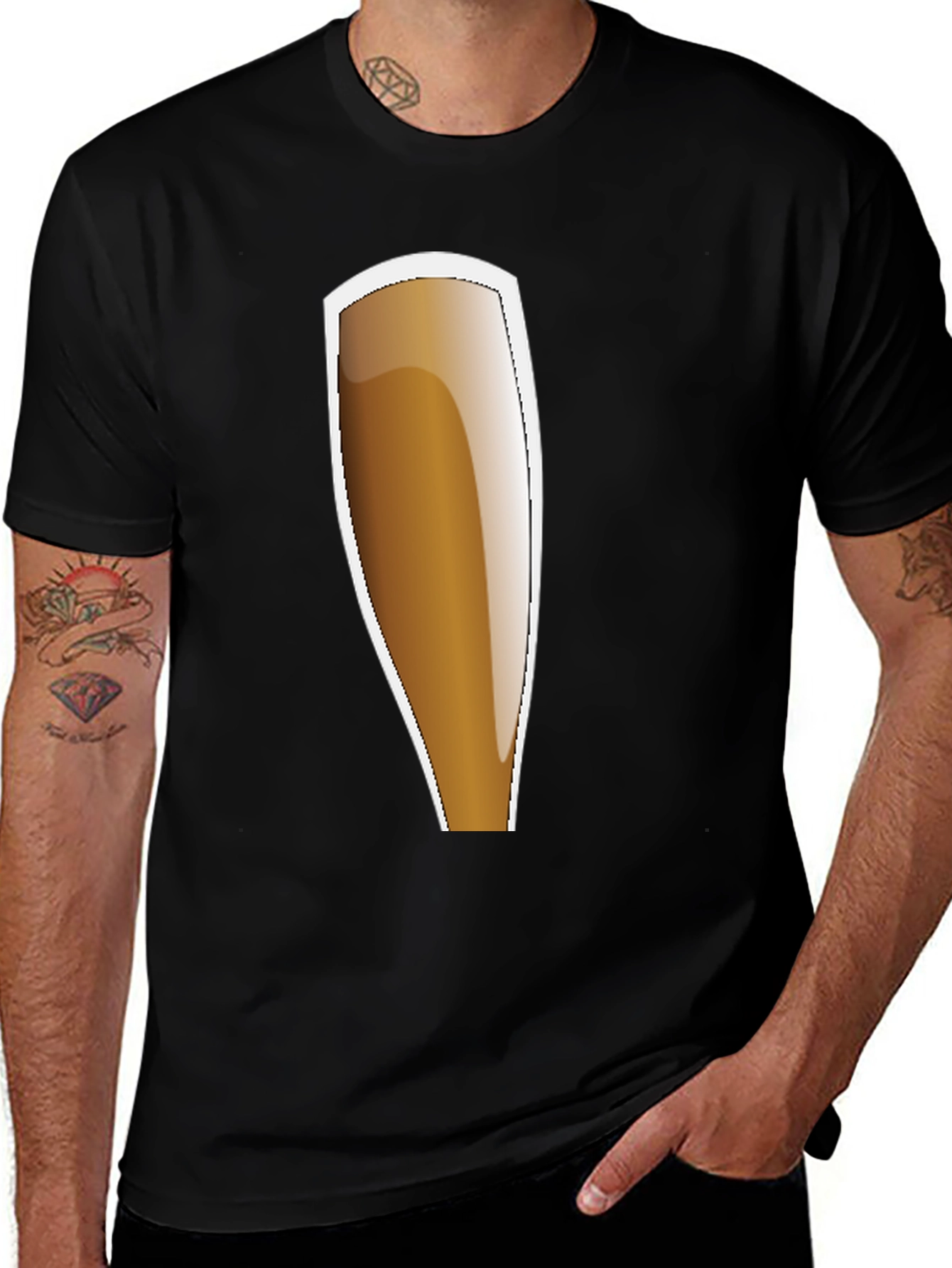 Variant 24 of Black Beer Glass Graphic Tee - Casual Style