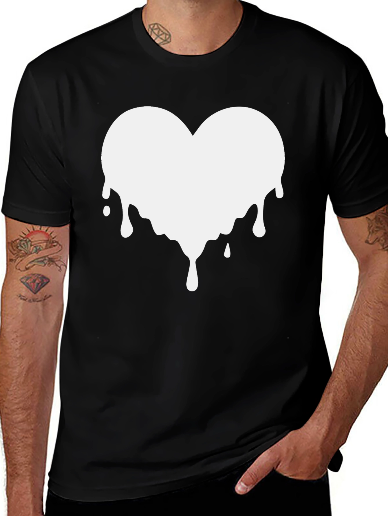 Variant 5 of Melting Heart Graphic Tee - Modern Black T-Shirt