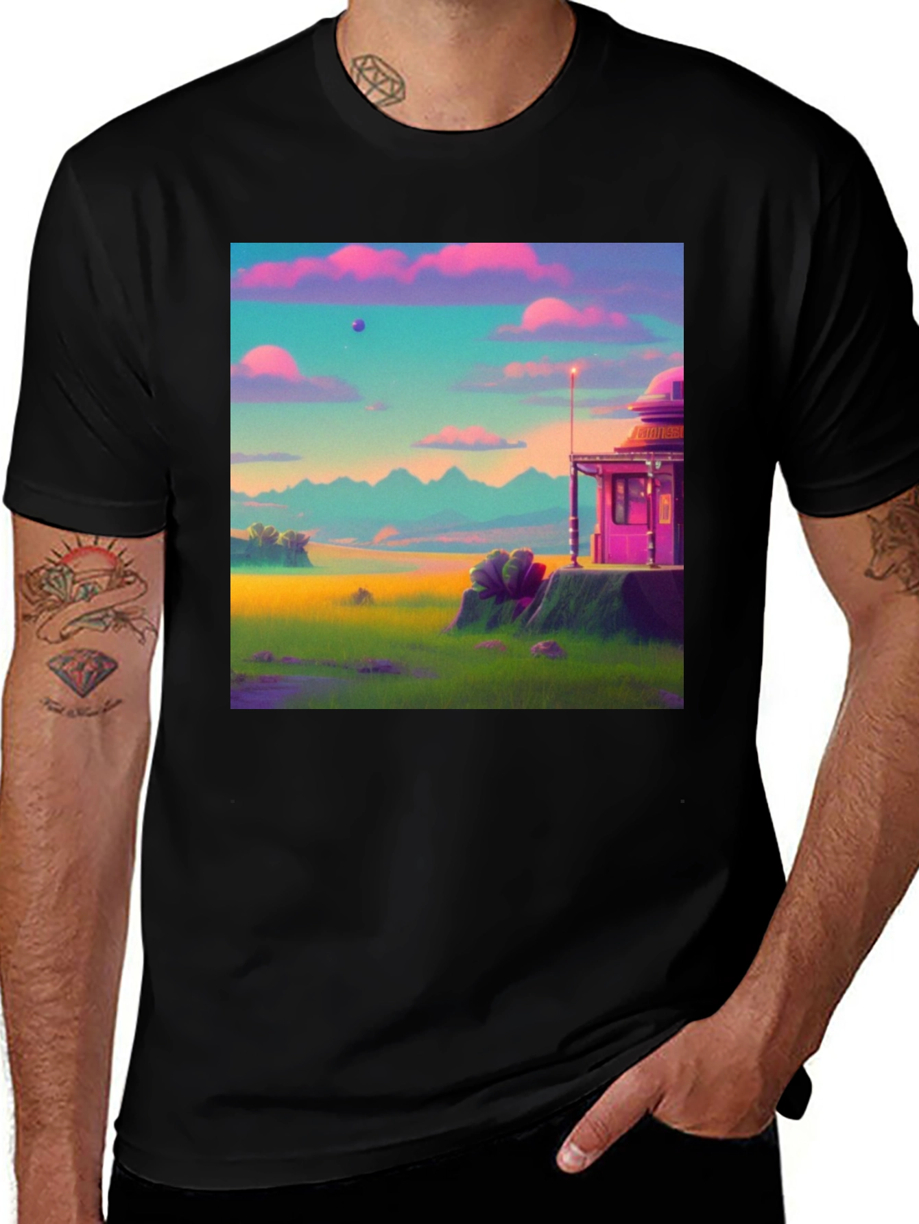 Variant 24 of Vaporwave Landscape Graphic Tee - Retro Style