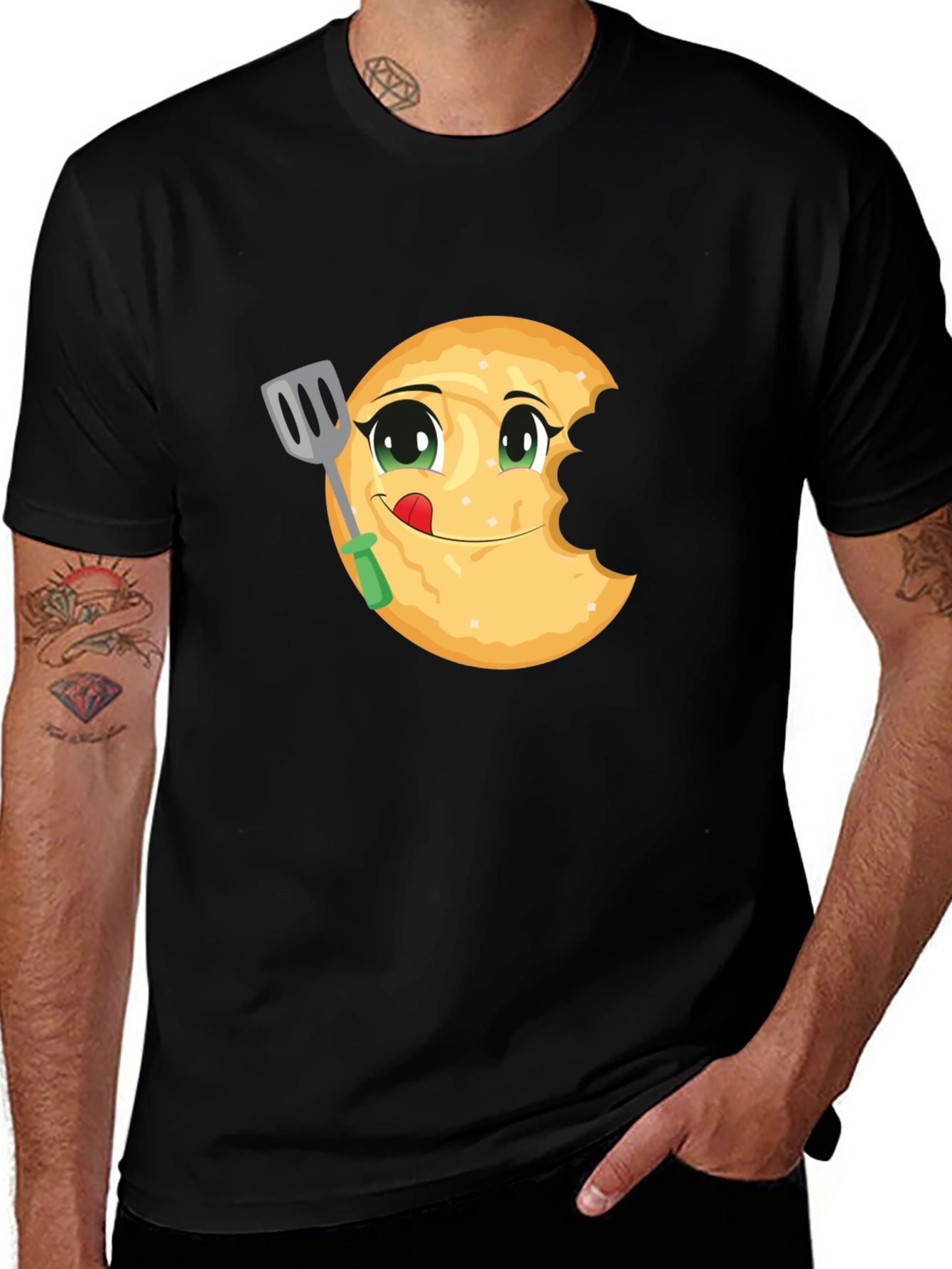 Variant 17 of Funny Pancake Eater Black T-Shirt