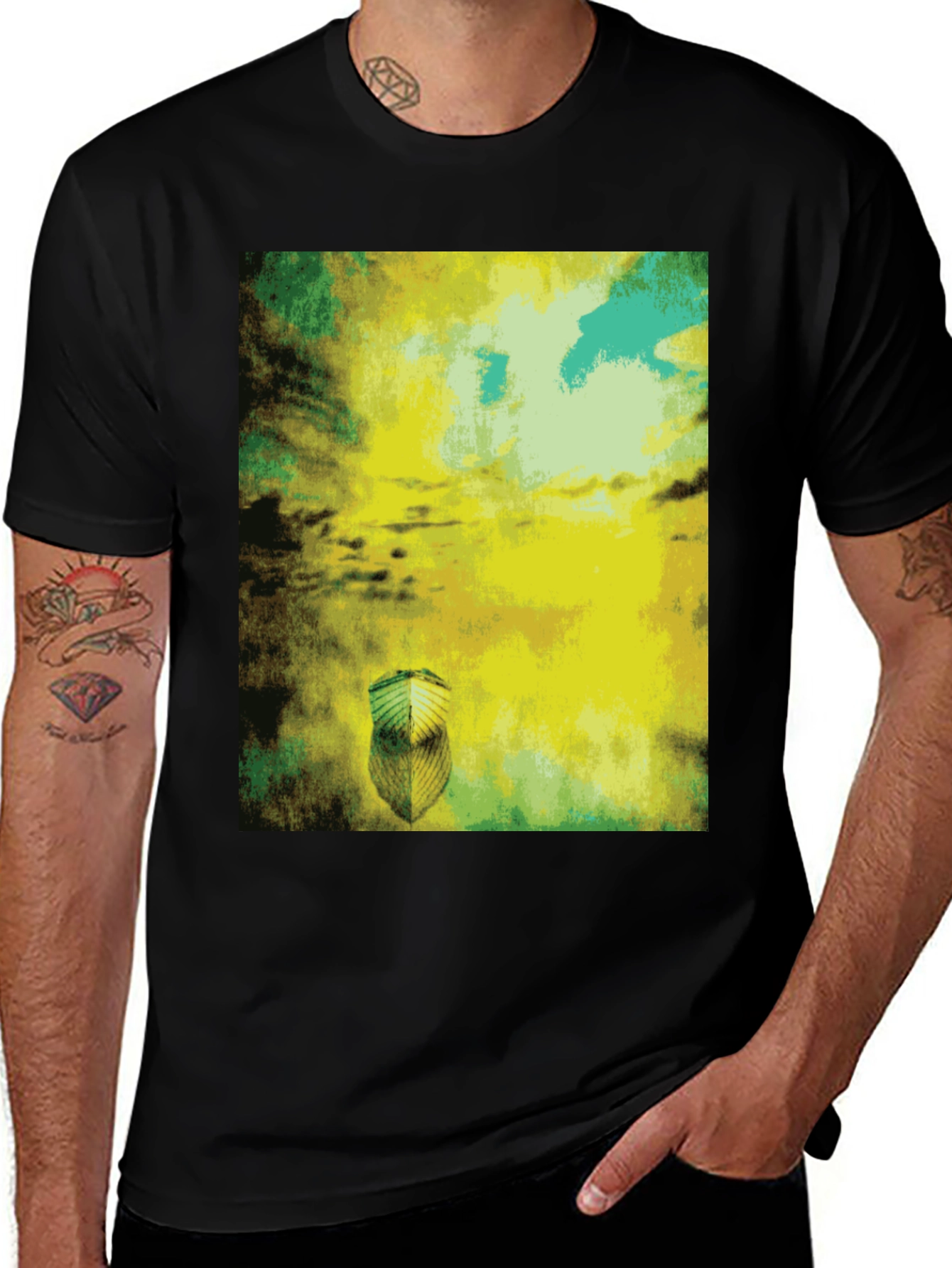 Variant 10 of Abstract Art Graphic Print Black T-Shirt