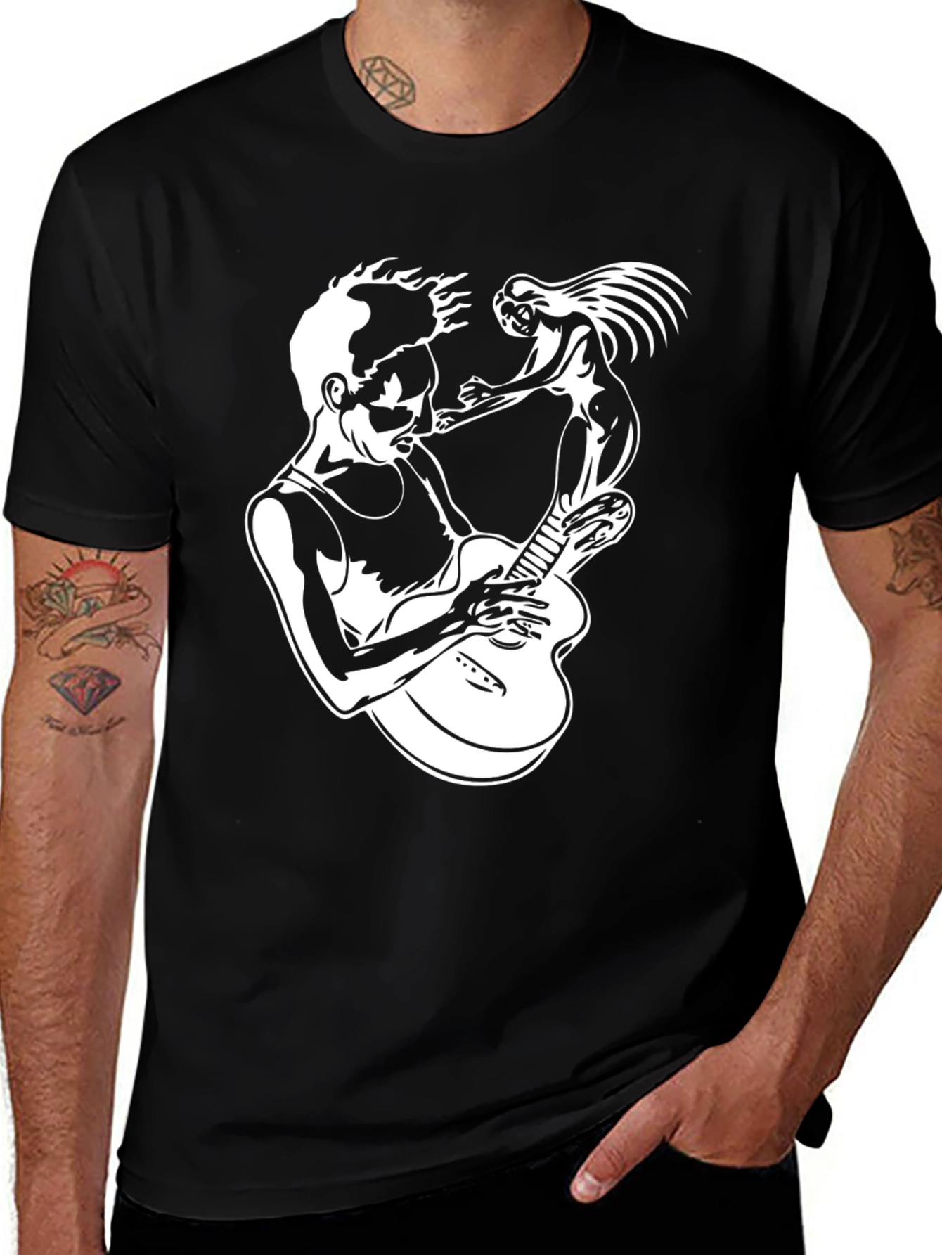 Variant 20 of Musician Graphic Tee - Black Cotton T-Shirt