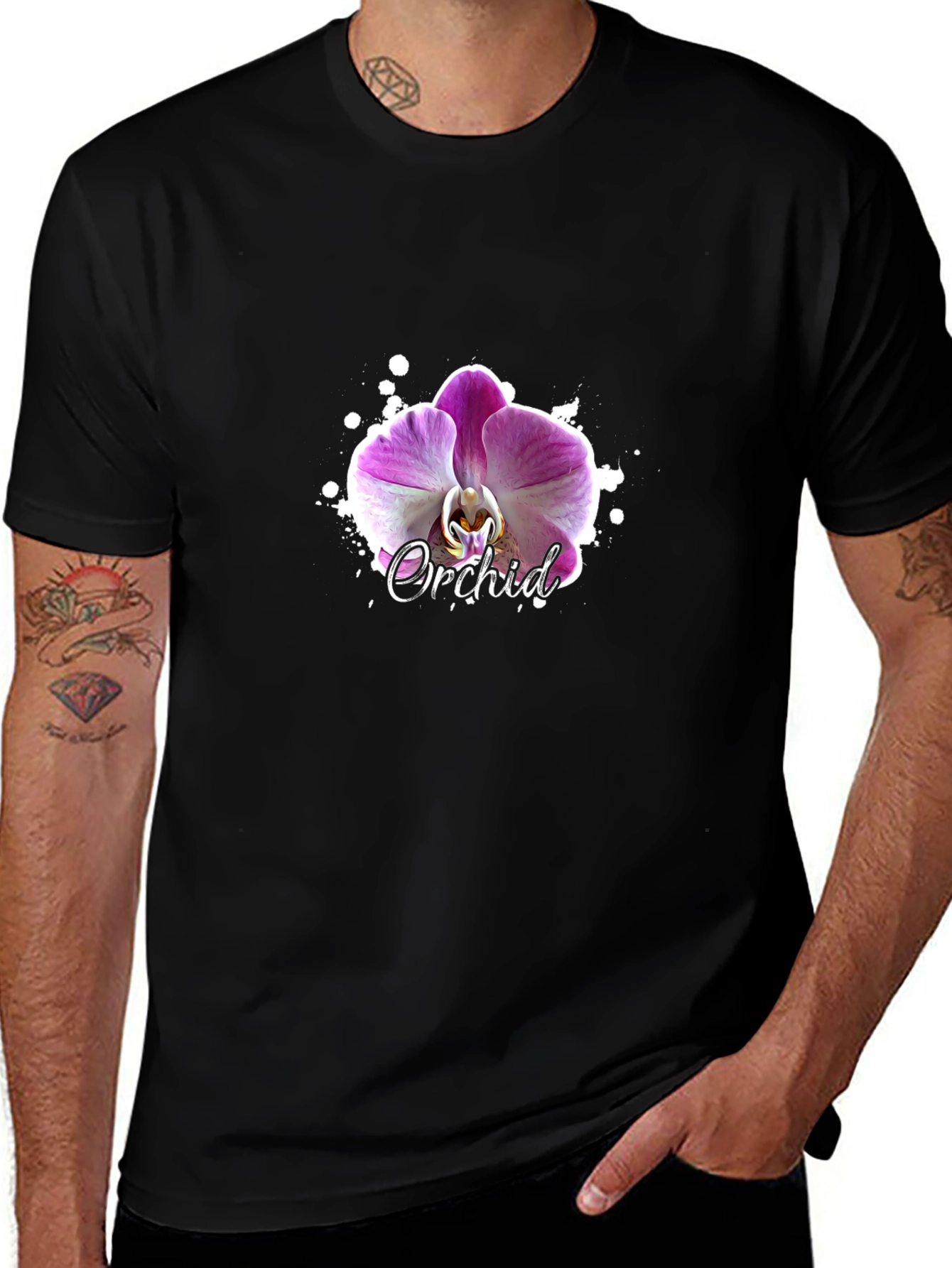 Variant 30 of Orchid Graphic Black T-Shirt