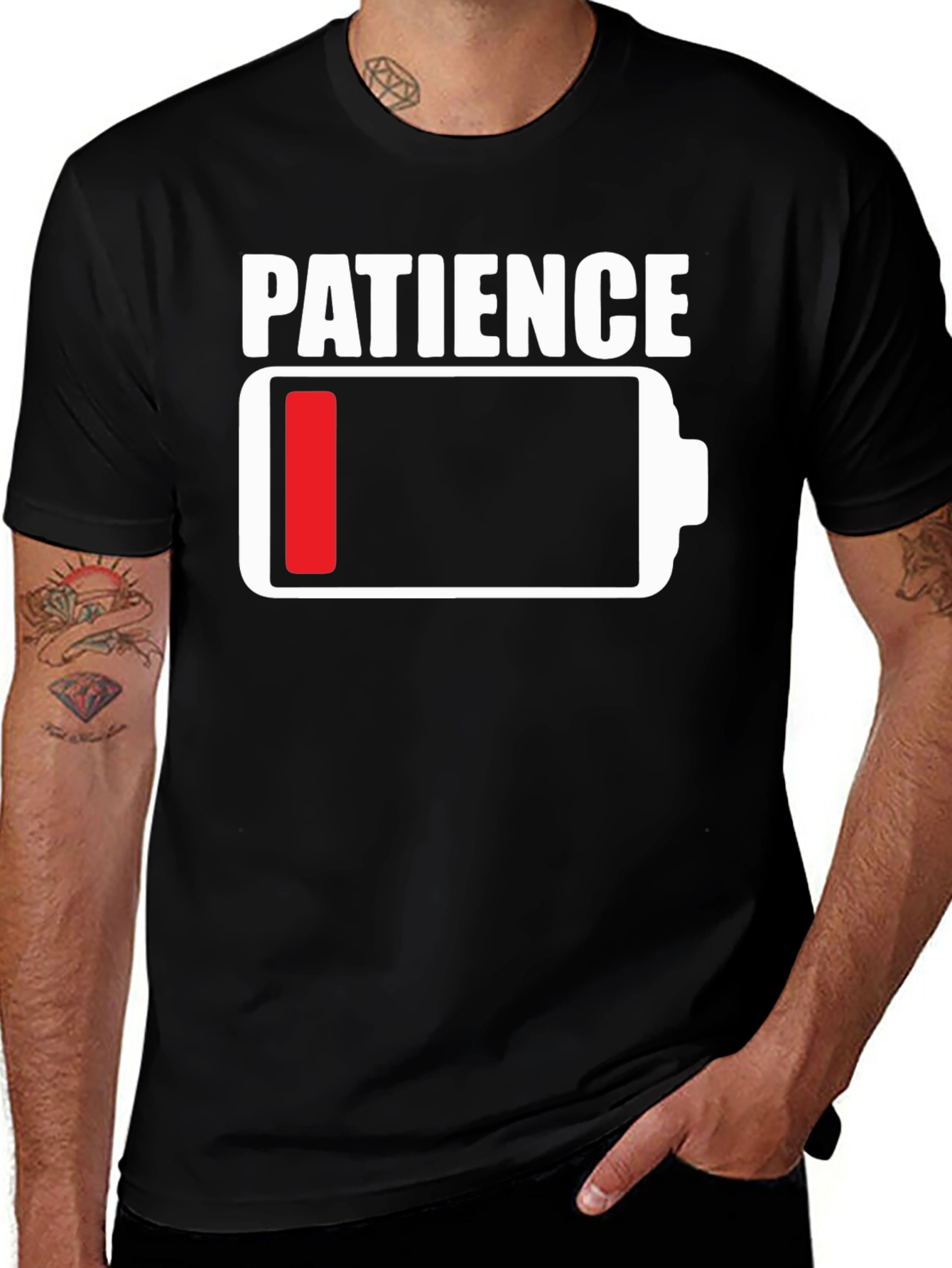 Variant 24 of Patience Low Battery Funny Graphic T-Shirt