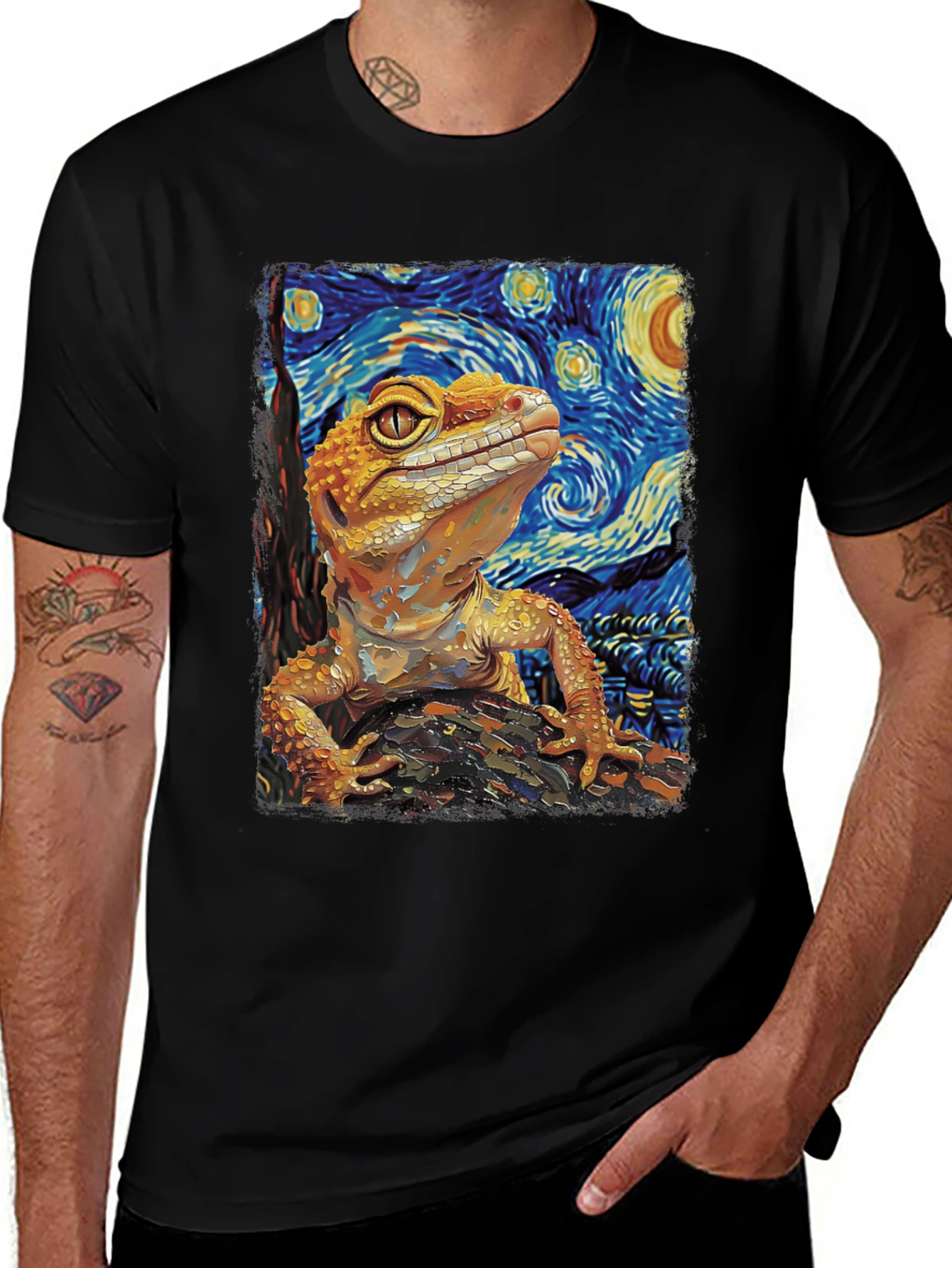 Variant 20 of Leopard Gecko Starry Night Art T-Shirt